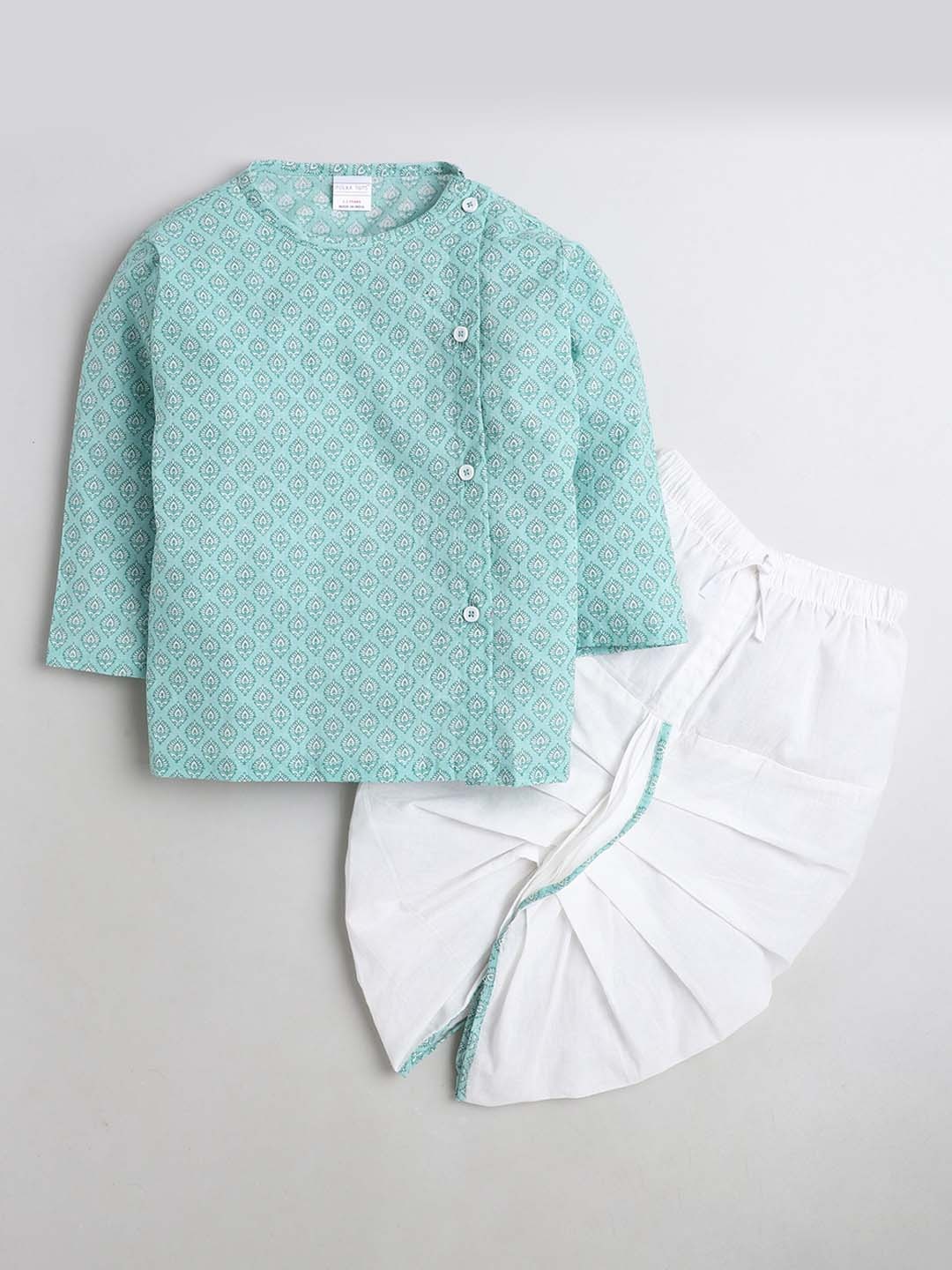 Polka Tots Boys Round Neck Long Sleeves Ethnic Printed Straight Kurta with Dhoti Pants, Green
Polka Tots Boys Round Neck Long Sleeves Ethnic Printed Straight Kurta with Dhoti Pants, Green