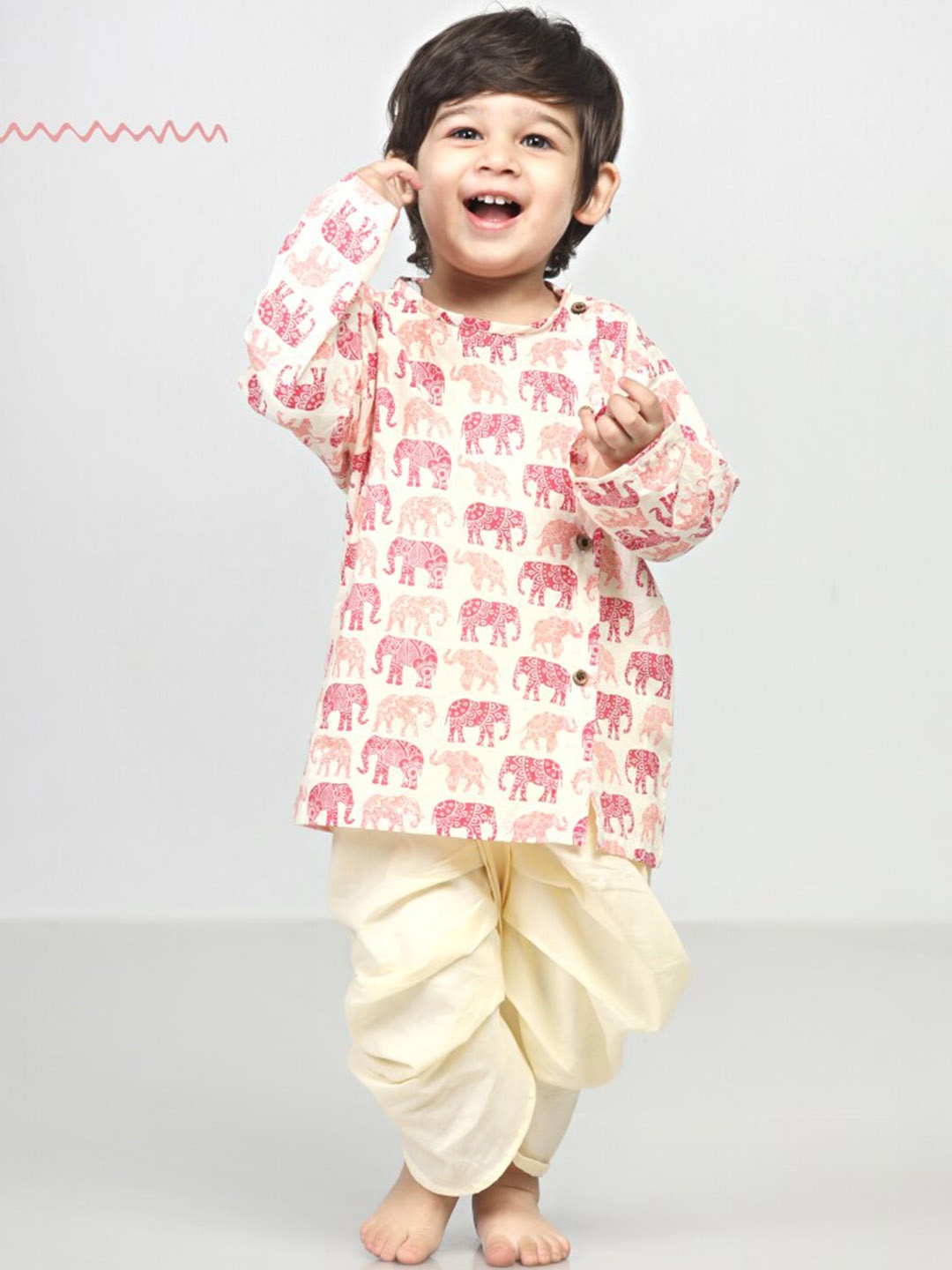 Polka Tots Kids Round Neck Long Sleeves Printed Angrakha Kurta with Dhoti Pants, Cream
Polka Tots Kids Round Neck Long Sleeves Printed Angrakha Kurta with Dhoti Pants, Cream