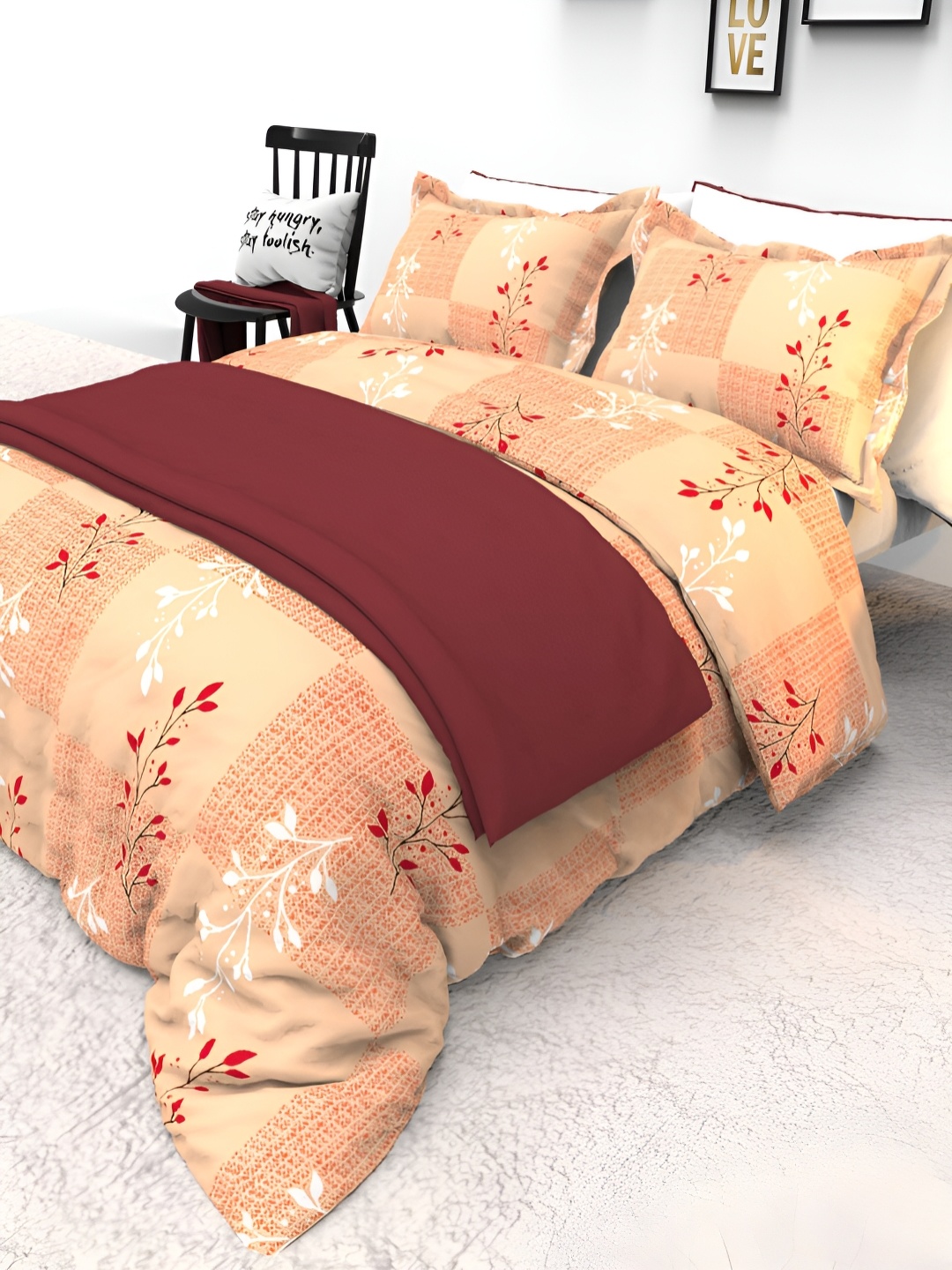 THE WHITE MOSS Red Printed Pure Cotton 130 TC Double Queen Bedsheet With 2 Pillow Covers, Orange
THE WHITE MOSS Red Printed Pure Cotton 130 TC Double Queen Bedsheet With 2 Pillow Covers, Orange