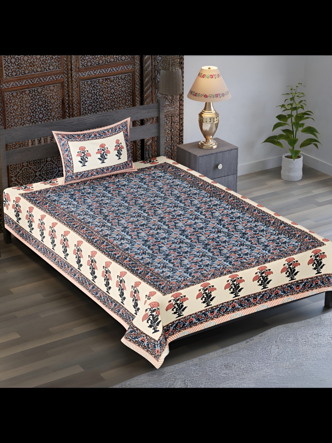 UBANIA COLLECTION Blue Floral Cotton 120 TC Single Bedsheet with 1 Pillow Covers
UBANIA COLLECTION Blue Floral Cotton 120 TC Single Bedsheet with 1 Pillow Covers