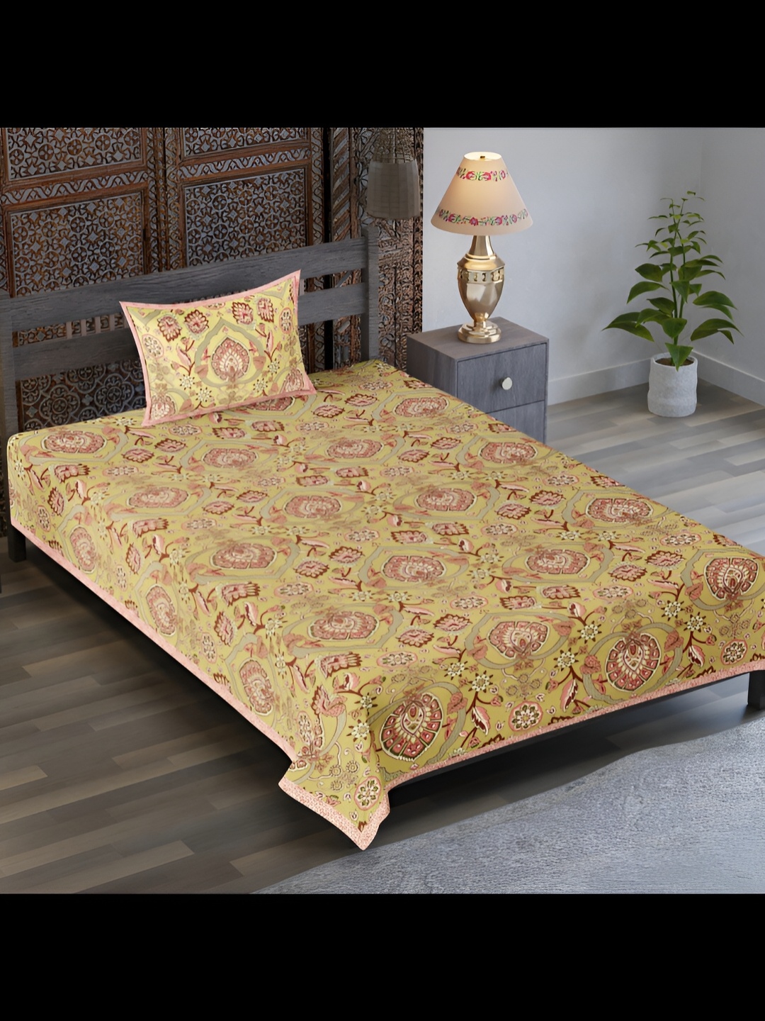 UBANIA COLLECTION Green Ethnic Motifs Cotton 120 TC Single Bedsheet with 1 Pillow Cover
UBANIA COLLECTION Green Ethnic Motifs Cotton 120 TC Single Bedsheet with 1 Pillow Cover
