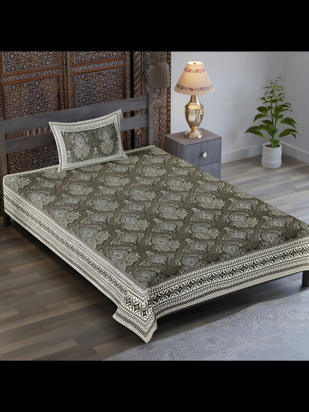 UBANIA COLLECTION Green Ethnic Motifs Cotton 120 TC Single Bedsheet with 1 Pillow Covers
UBANIA COLLECTION Green Ethnic Motifs Cotton 120 TC Single Bedsheet with 1 Pillow Covers