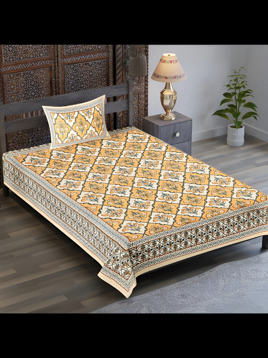 UBANIA COLLECTION Yellow Ethnic Motifs Cotton 120 TC Single Bedsheet with 1 Pillow Covers
UBANIA COLLECTION Yellow Ethnic Motifs Cotton 120 TC Single Bedsheet with 1 Pillow Covers