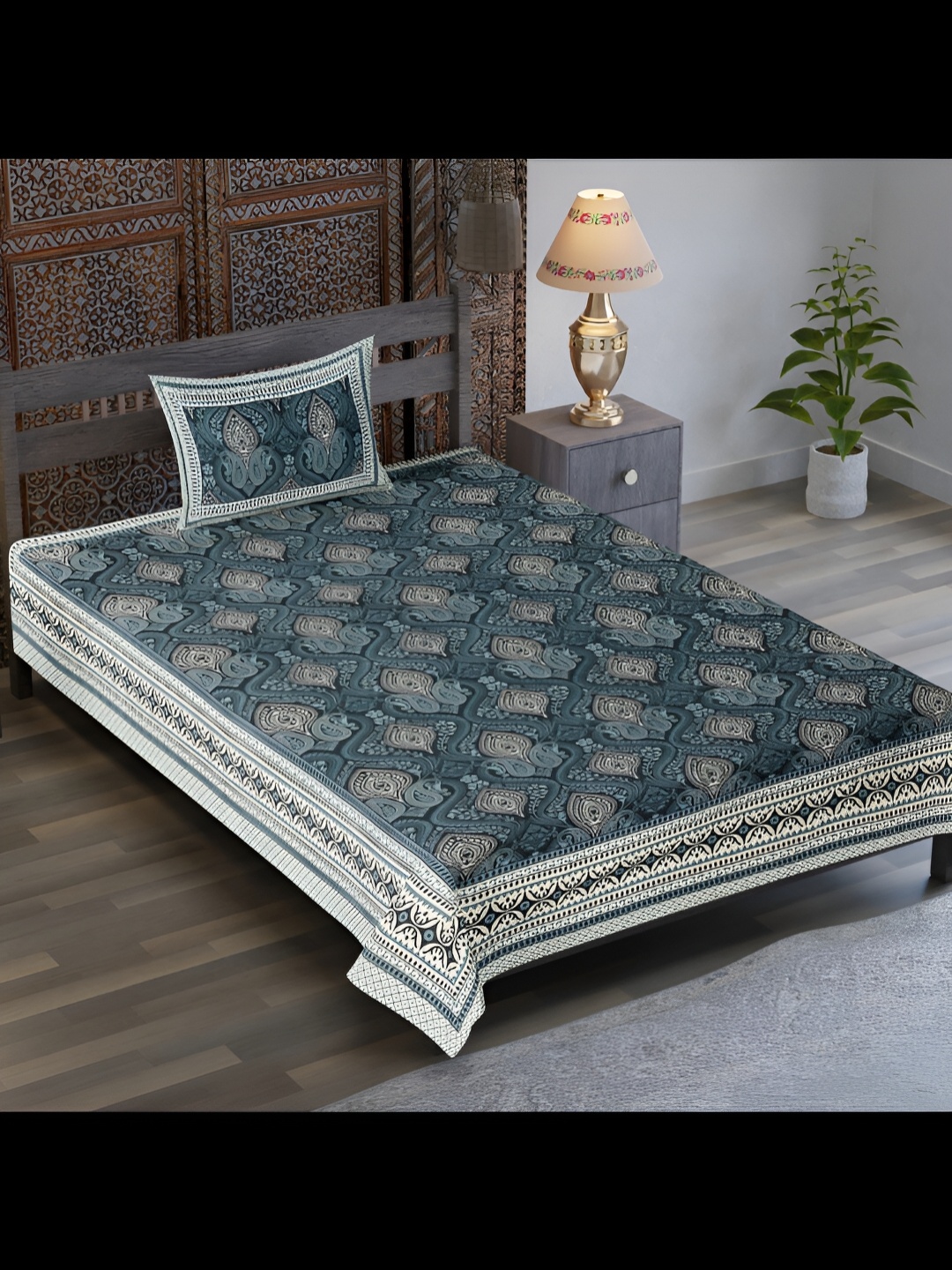 UBANIA COLLECTION Blue Ethnic Motifs Cotton 120 TC Single Bedsheet with 1 Pillow Covers
UBANIA COLLECTION Blue Ethnic Motifs Cotton 120 TC Single Bedsheet with 1 Pillow Covers