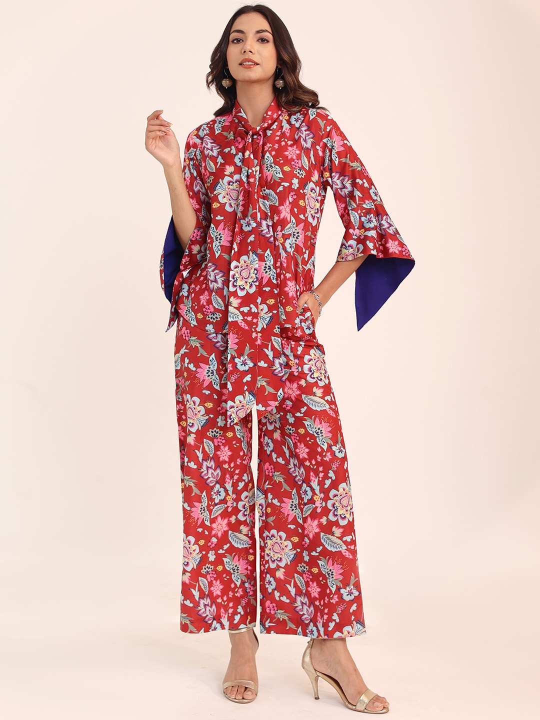 KAORI BY SHREYA AGARWAL Floral Printed Shirt Collar Top With Trouser Co-Ords, Maroon
KAORI BY SHREYA AGARWAL Floral Printed Shirt Collar Top With Trouser Co-Ords, Maroon