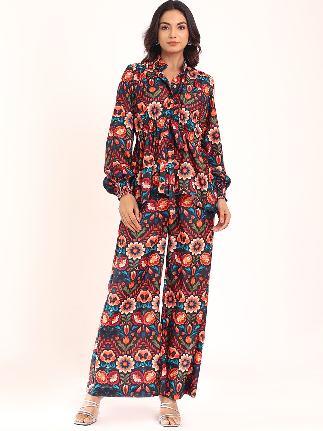 KAORI BY SHREYA AGARWAL Floral Printed Shirt Collar Top With Trouser Co-Ords, Black
KAORI BY SHREYA AGARWAL Floral Printed Shirt Collar Top With Trouser Co-Ords, Black