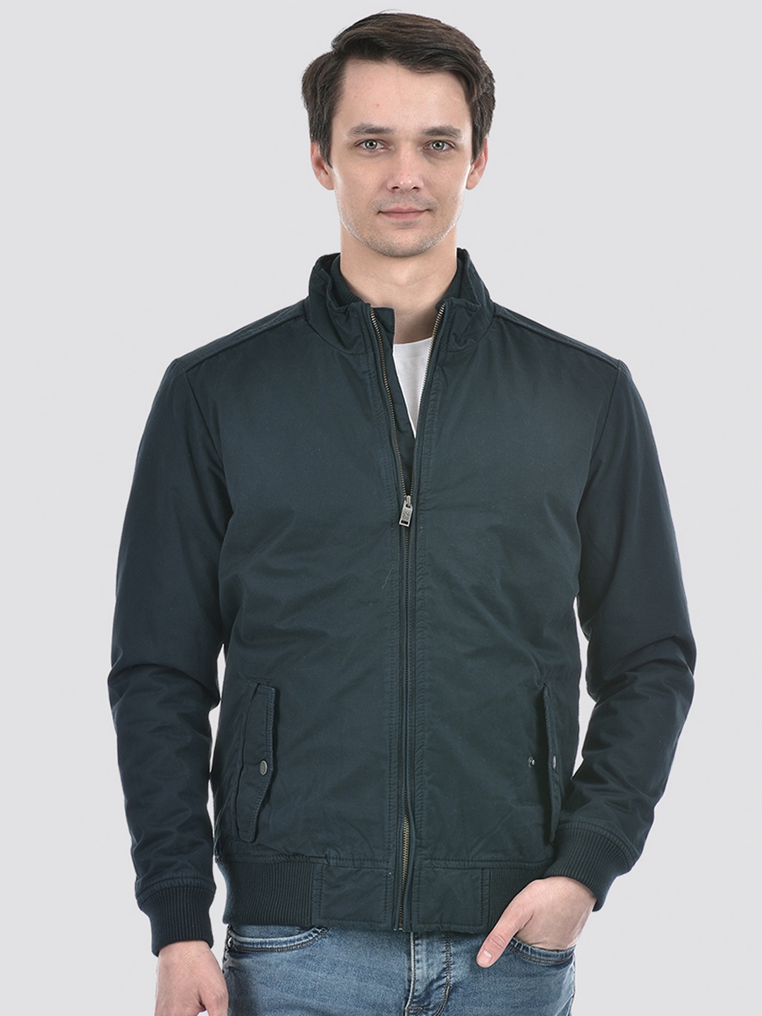 Numero Uno Mock Collar Long Sleeves Pure Cotton Lightweight Bomber Jacket, Navy blue
Numero Uno Mock Collar Long Sleeves Pure Cotton Lightweight Bomber Jacket, Navy blue