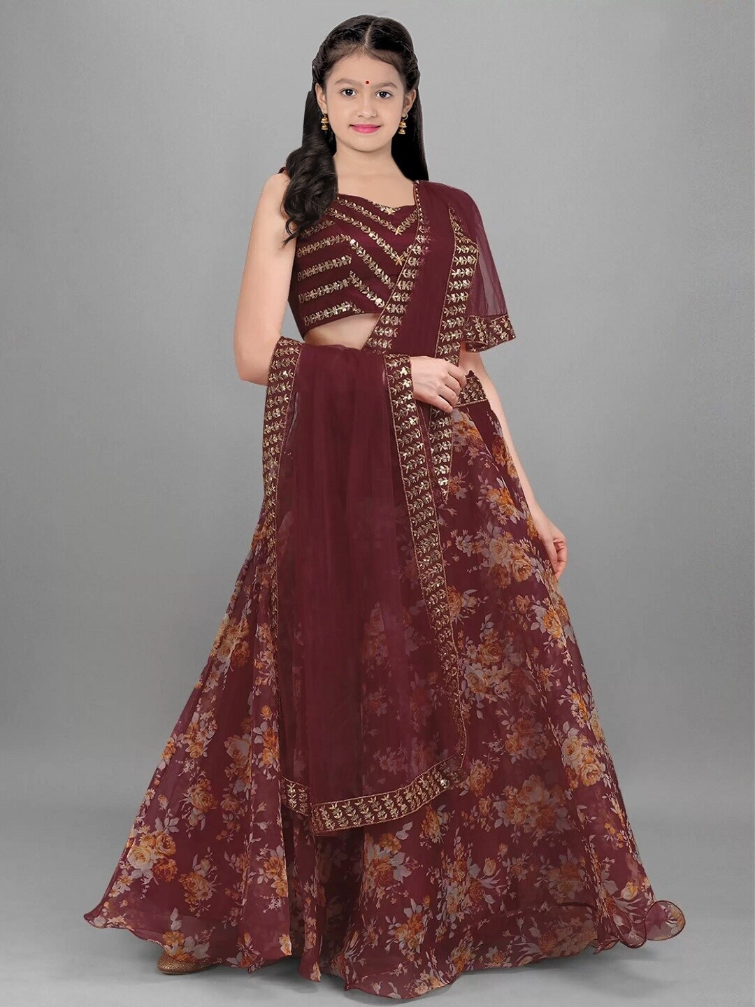 BAESD Girls Floral Printed Silk Semi-Stitched Lehenga & Unstitched Blouse With Dupatta, Maroon
BAESD Girls Floral Printed Silk Semi-Stitched Lehenga & Unstitched Blouse With Dupatta, Maroon