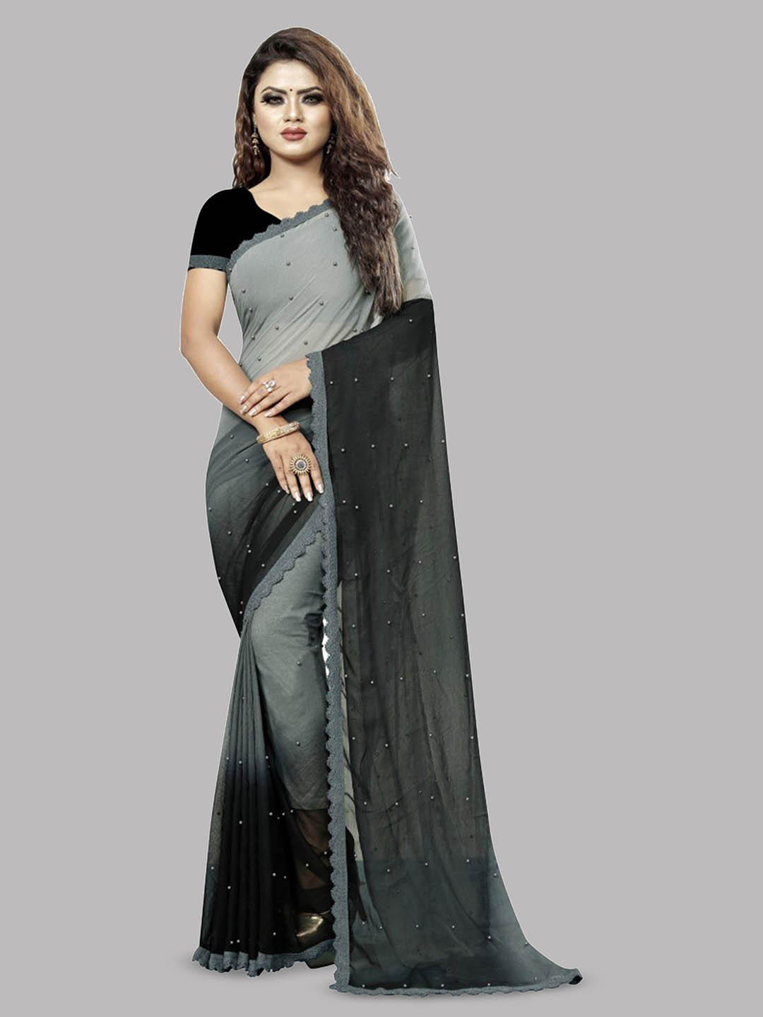 Reeta Fashion Ombre Beads and Stones Pure Georgette Saree, Green 
Reeta Fashion Ombre Beads and Stones Pure Georgette Saree, Green