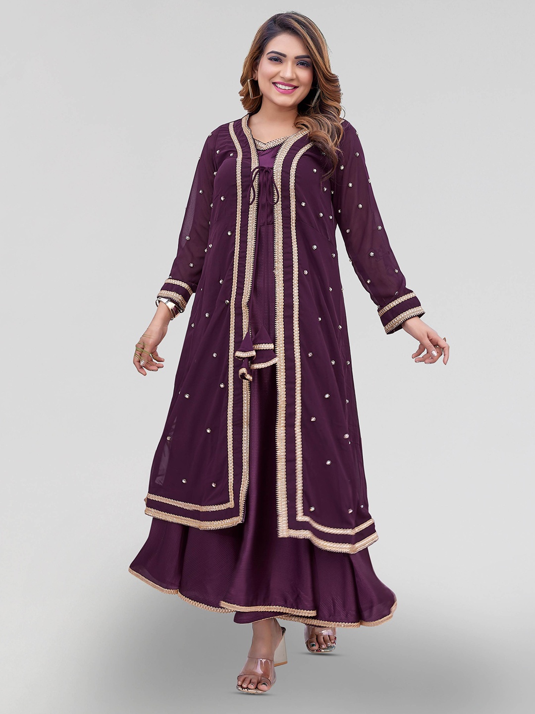 PYARI - A style for every story Embellished Round Neck Long Sleeves Satin Maxi Dress, Purple
PYARI - A style for every story Embellished Round Neck Long Sleeves Satin Maxi Dress, Purple