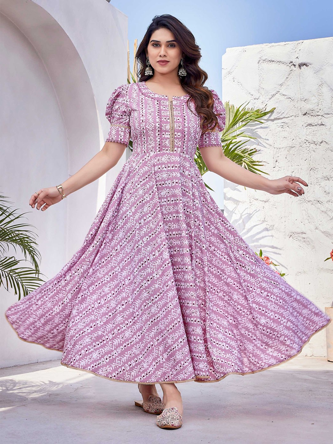 Titanium Silk Industries Ethnic Motifs Printed Embellished Fit & Flare Maxi Dress, Purple
Titanium Silk Industries Ethnic Motifs Printed Embellished Fit & Flare Maxi Dress, Purple