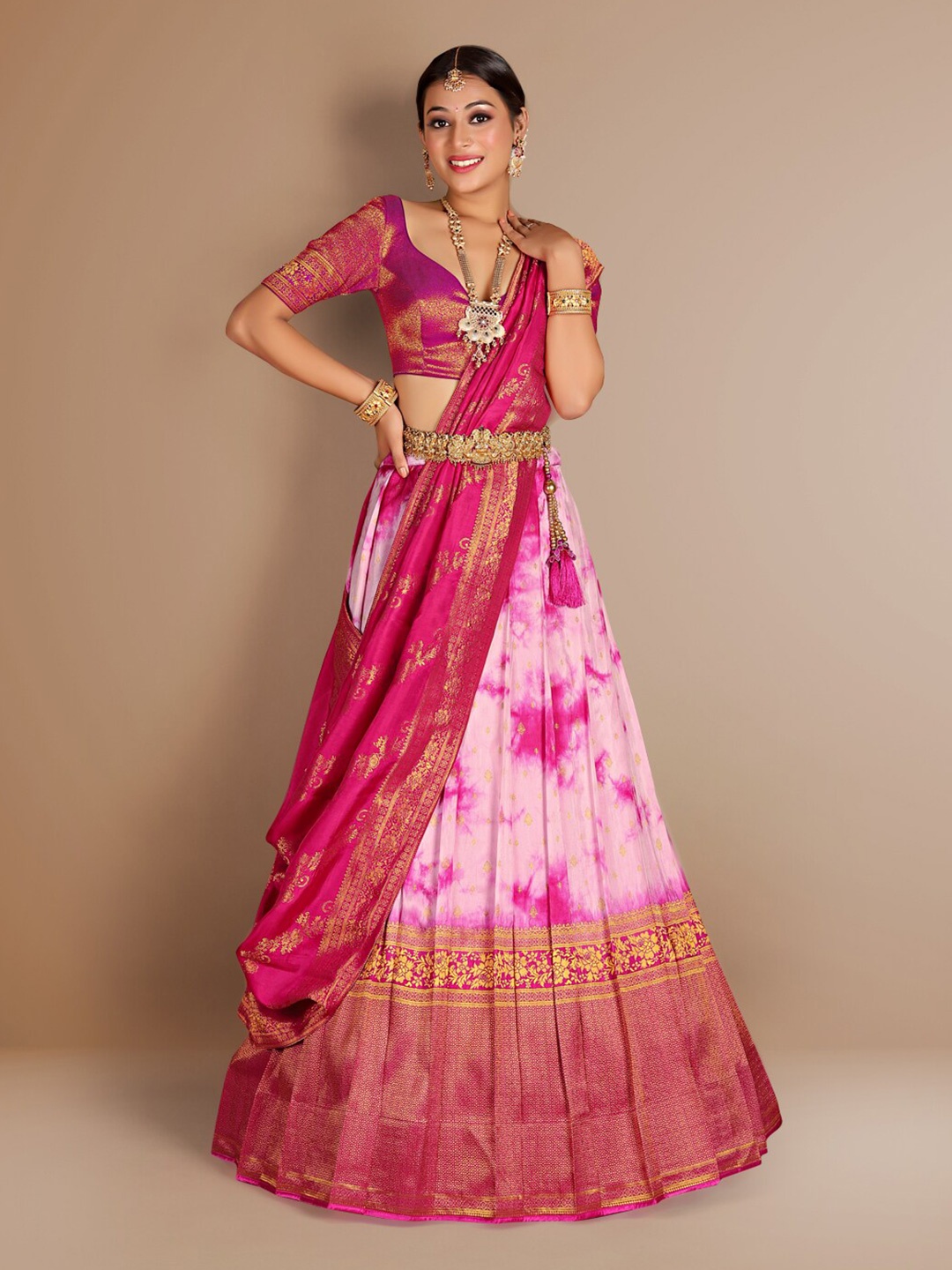 HALFSAREE STUDIO Woven Design Semi-Stitched Lehenga & Unstitched Blouse With Dupatta, Pink
HALFSAREE STUDIO Woven Design Semi-Stitched Lehenga & Unstitched Blouse With Dupatta, Pink