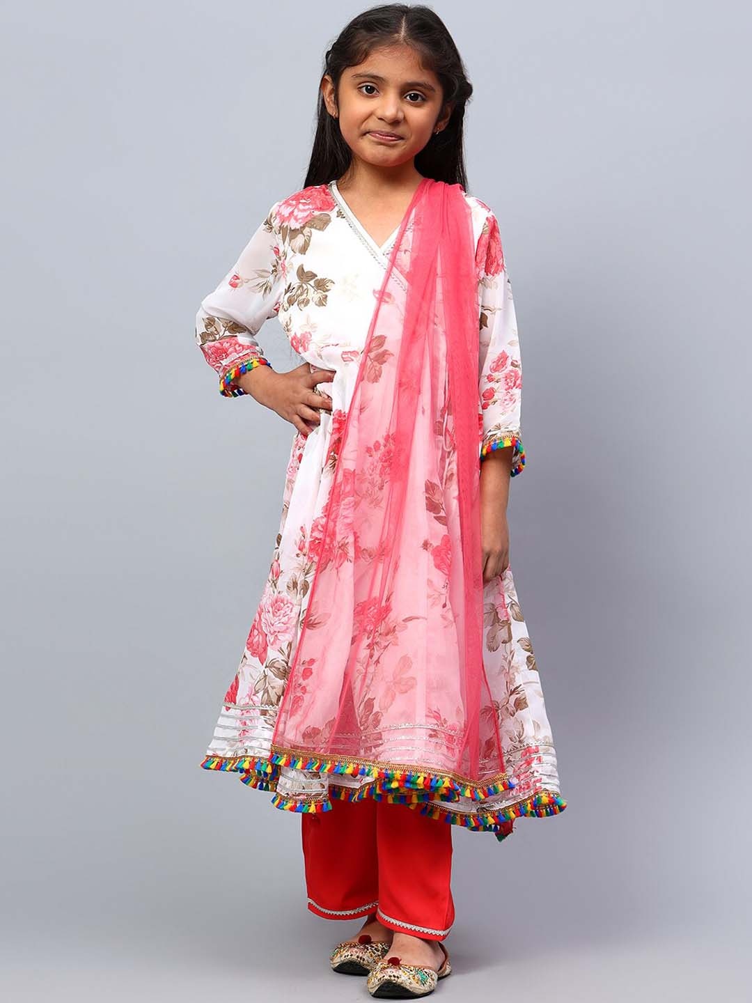 BAESD Girls Floral Printed Silk Georgette A-Line Kurta With Palazzos & Dupatta, White
BAESD Girls Floral Printed Silk Georgette A-Line Kurta With Palazzos & Dupatta, White