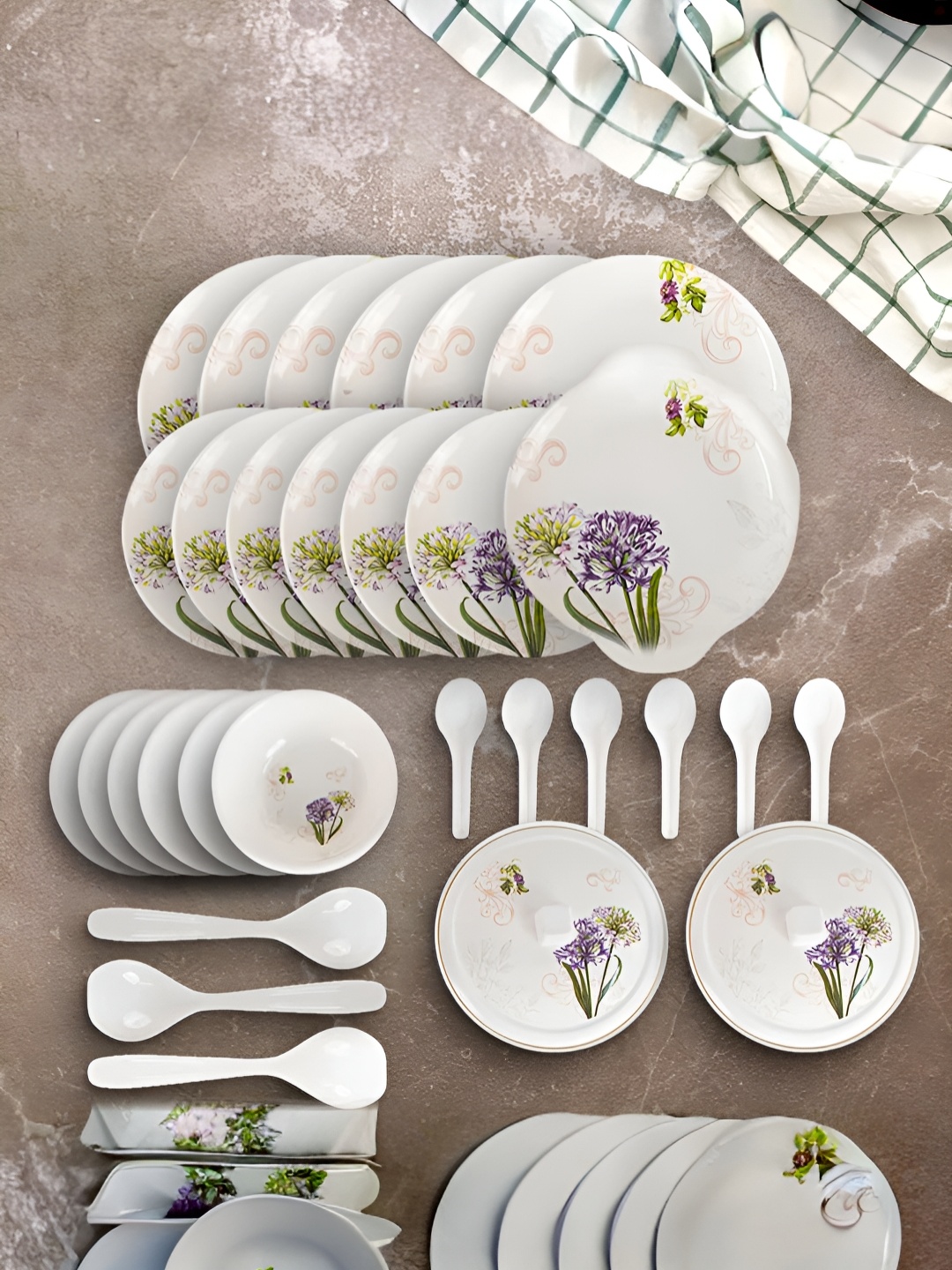 USHA SHRIRAM Off White 32 Pieces Floral Printed Dishwasher Safe Glossy Dinnerware Set
USHA SHRIRAM Off White 32 Pieces Floral Printed Dishwasher Safe Glossy Dinnerware Set