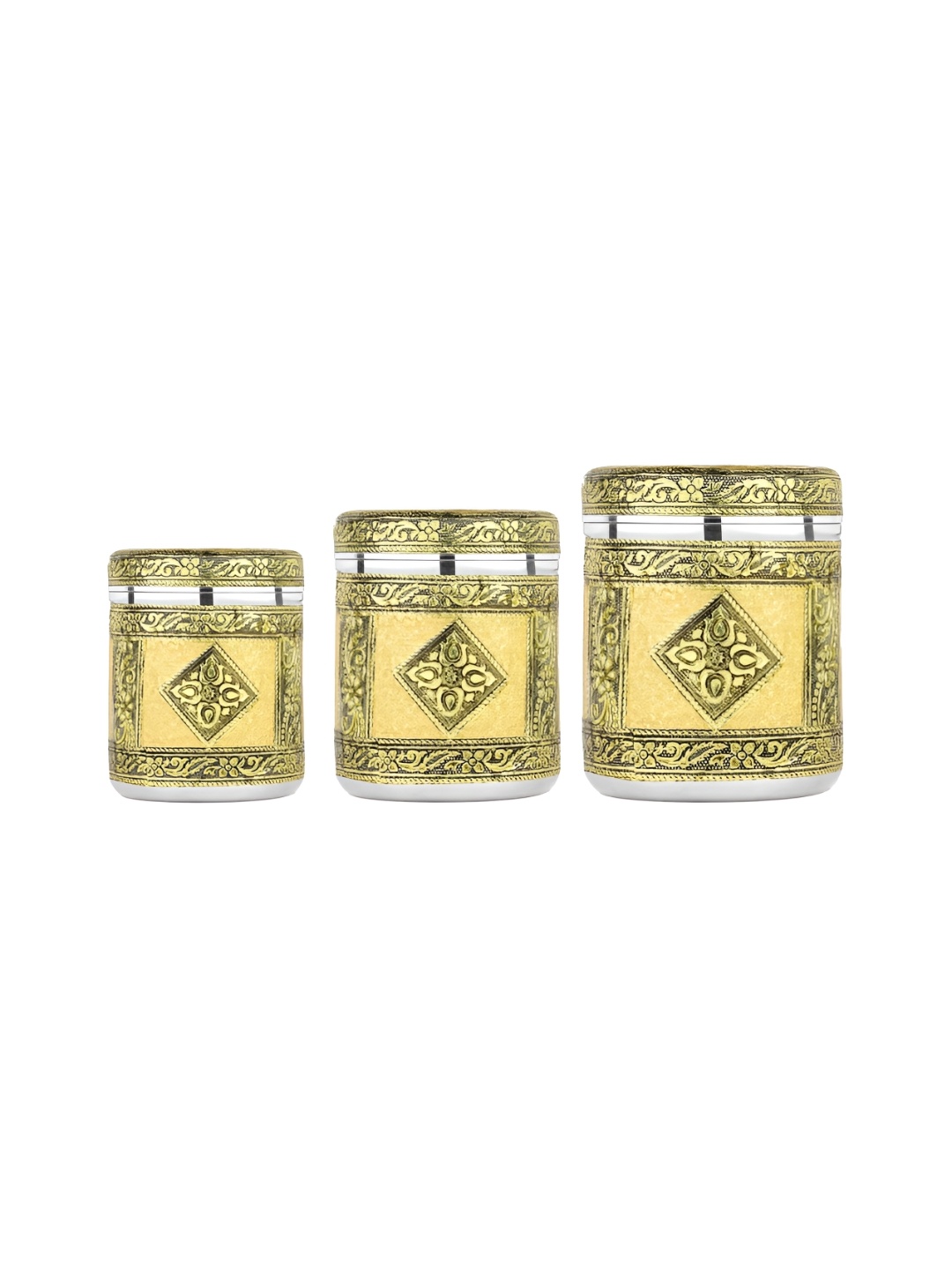 USHA SHRIRAM Gold Toned 3 Pieces Printed Stainless Steel Dishwasher Safe Food Conatiner
USHA SHRIRAM Gold Toned 3 Pieces Printed Stainless Steel Dishwasher Safe Food Conatiner