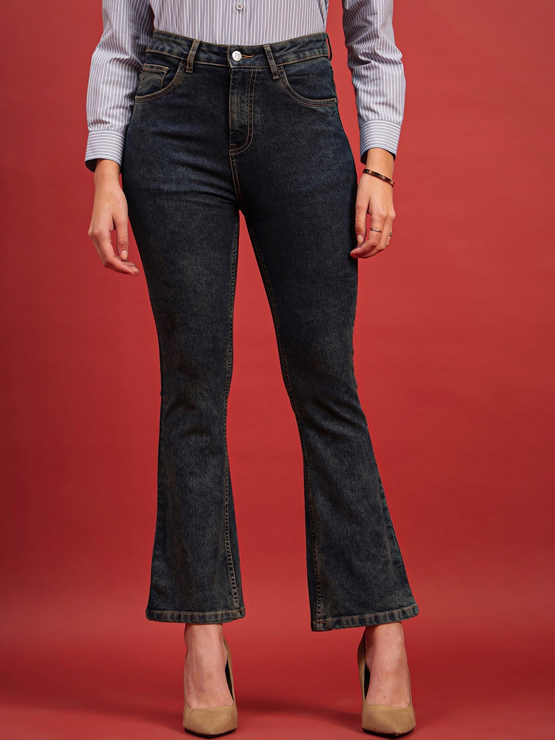 all about you Women Comfort Bootcut High-Rise Heavy Fade Stretchable Jeans, Navy blue
all about you Women Comfort Bootcut High-Rise Heavy Fade Stretchable Jeans, Navy blue