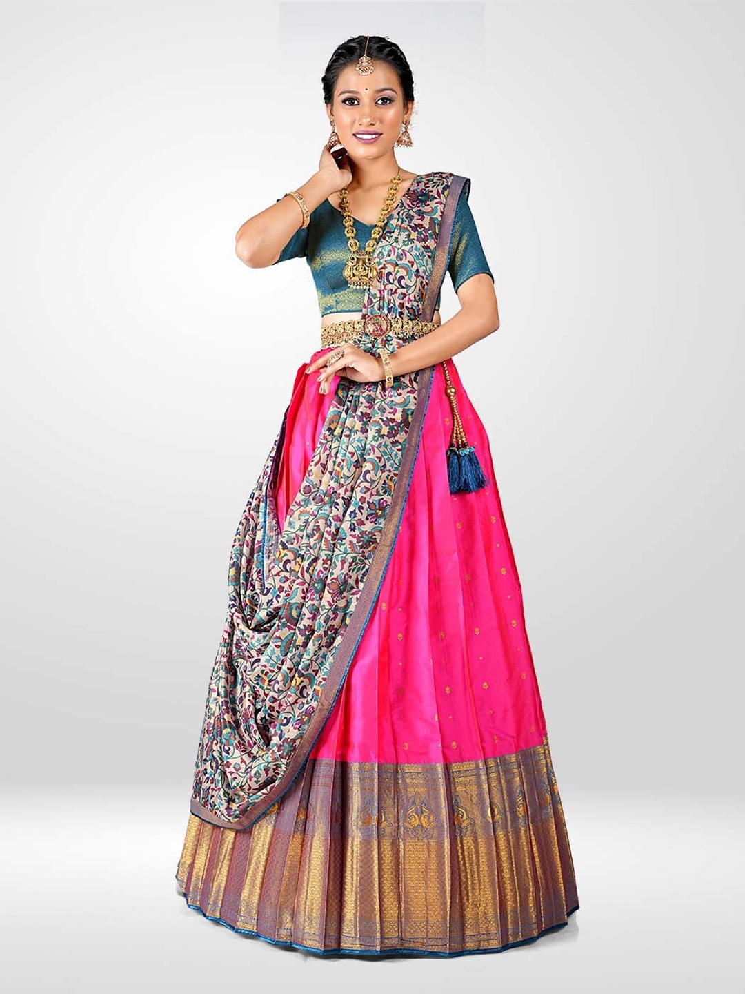 HALFSAREE STUDIO Woven Designed Semi-Stitched Lehenga & Unstitched Blouse With Dupatta, Pink
HALFSAREE STUDIO Woven Designed Semi-Stitched Lehenga & Unstitched Blouse With Dupatta, Pink