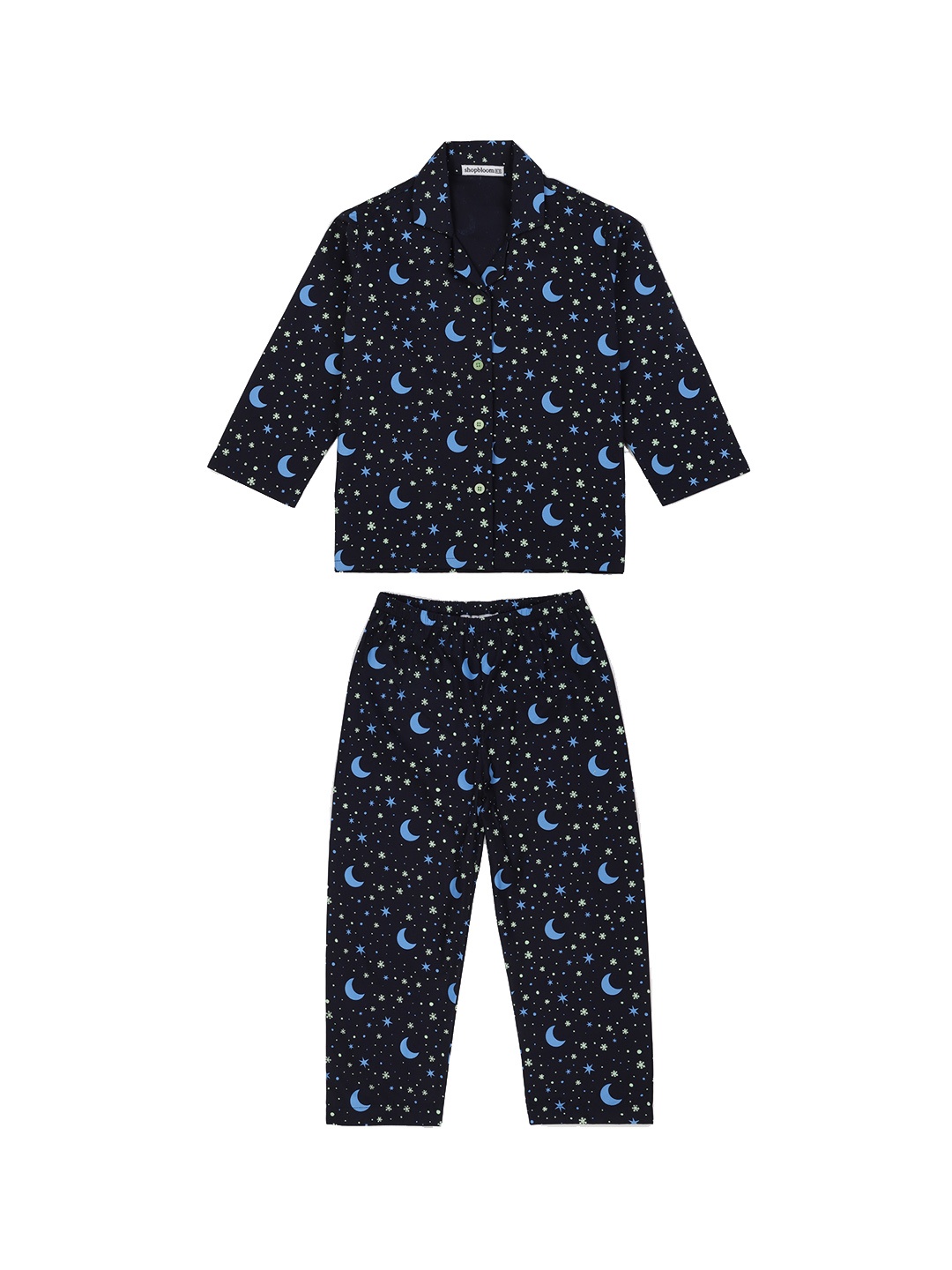 shopbloom Infant Kids Glow In The Dark Conversational Printed Pure Cotton Night suit, Navy blue
shopbloom Infant Kids Glow In The Dark Conversational Printed Pure Cotton Night suit, Navy blue