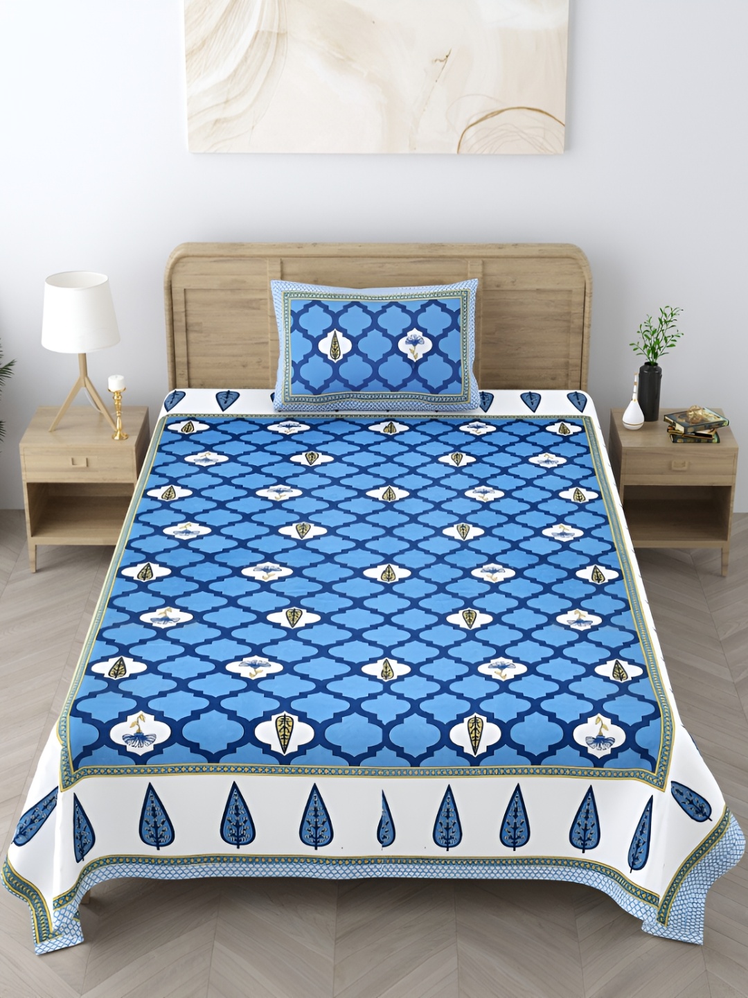 EasyGoods Navy Blue & White Floral 250 TC Single Cotton Bedsheet with 1 Pillow Cover
EasyGoods Navy Blue & White Floral 250 TC Single Cotton Bedsheet with 1 Pillow Cover