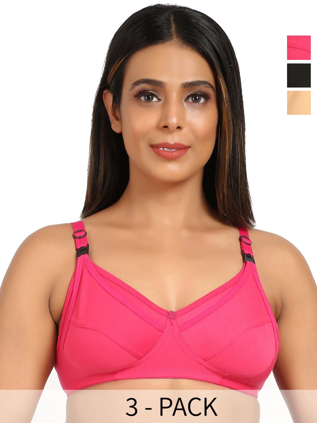 Mine4Nine Pack Of 3 Full Coverage Non Padded Maternity Bra With All Day Comfort, Black
Mine4Nine Pack Of 3 Full Coverage Non Padded Maternity Bra With All Day Comfort, Black
