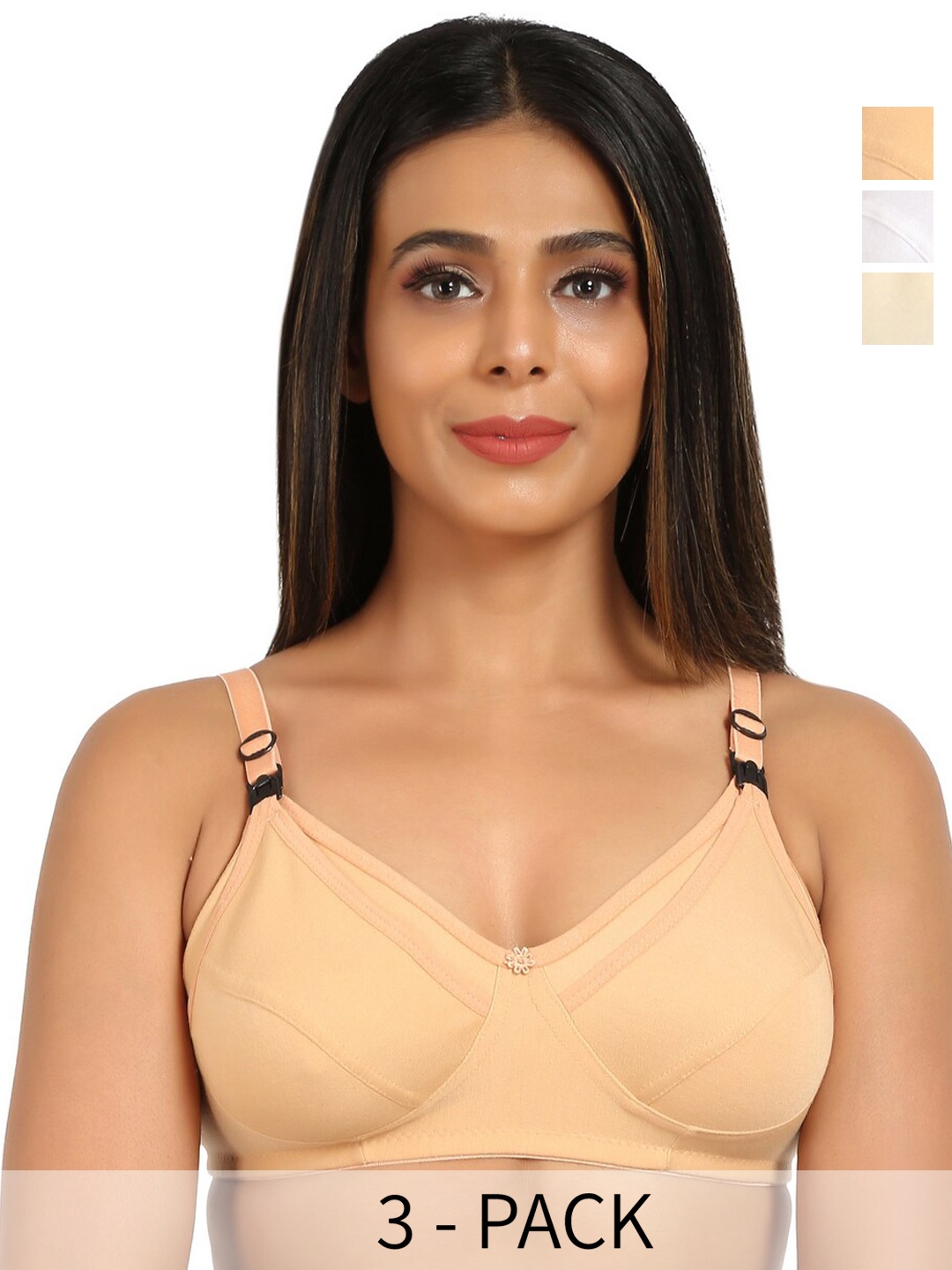 Mine4Nine Pack Of 3 Full Coverage Non Padded Maternity Bra With All Day Comfort, White
Mine4Nine Pack Of 3 Full Coverage Non Padded Maternity Bra With All Day Comfort, White