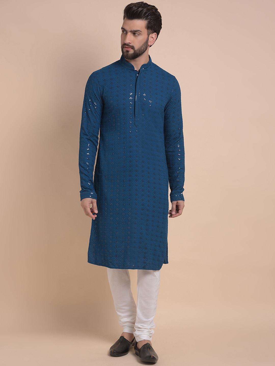 Anouk Mandarin Collar Ethnic Motifs Embroidered Sequinned Straight Kurta with Churidar, Blue
Anouk Mandarin Collar Ethnic Motifs Embroidered Sequinned Straight Kurta with Churidar, Blue