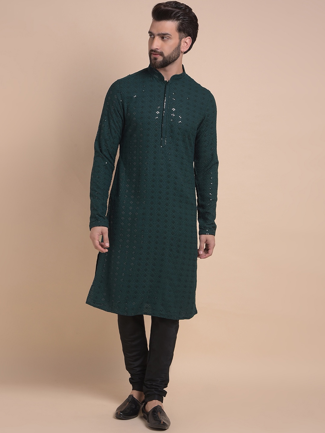 Anouk Green Ethnic Motifs Embroidered Mandarin Collar Straight Kurta With Churidar
Anouk Green Ethnic Motifs Embroidered Mandarin Collar Straight Kurta With Churidar