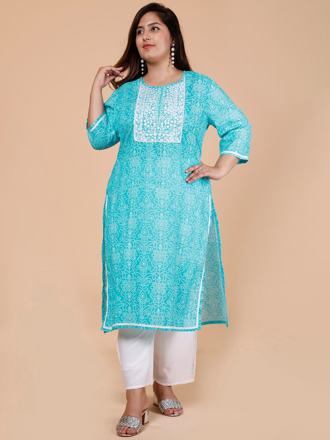 madam PLUS Plus Size Bandhani Printed Pure Cotton Kurta with Palazzos & With Dupatta, Blue
madam PLUS Plus Size Bandhani Printed Pure Cotton Kurta with Palazzos & With Dupatta, Blue