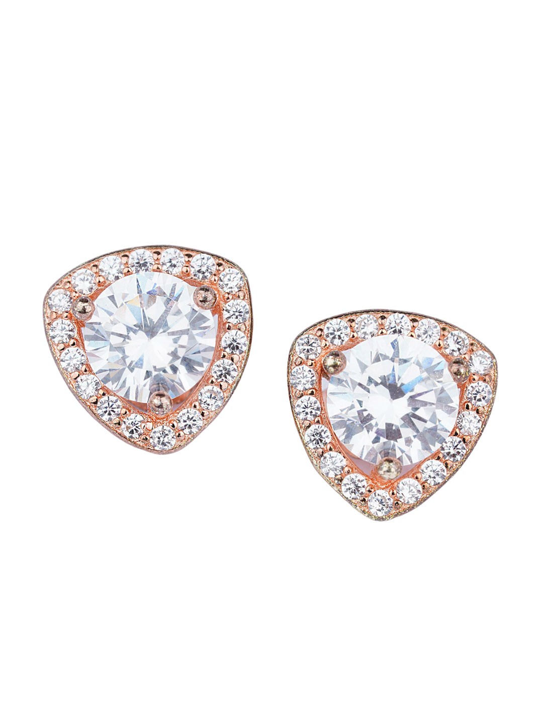 925 SILLER Sterling Silver Rose Gold-Plated Zircon Studded Contemporary Studs Earrings
925 SILLER Sterling Silver Rose Gold-Plated Zircon Studded Contemporary Studs Earrings