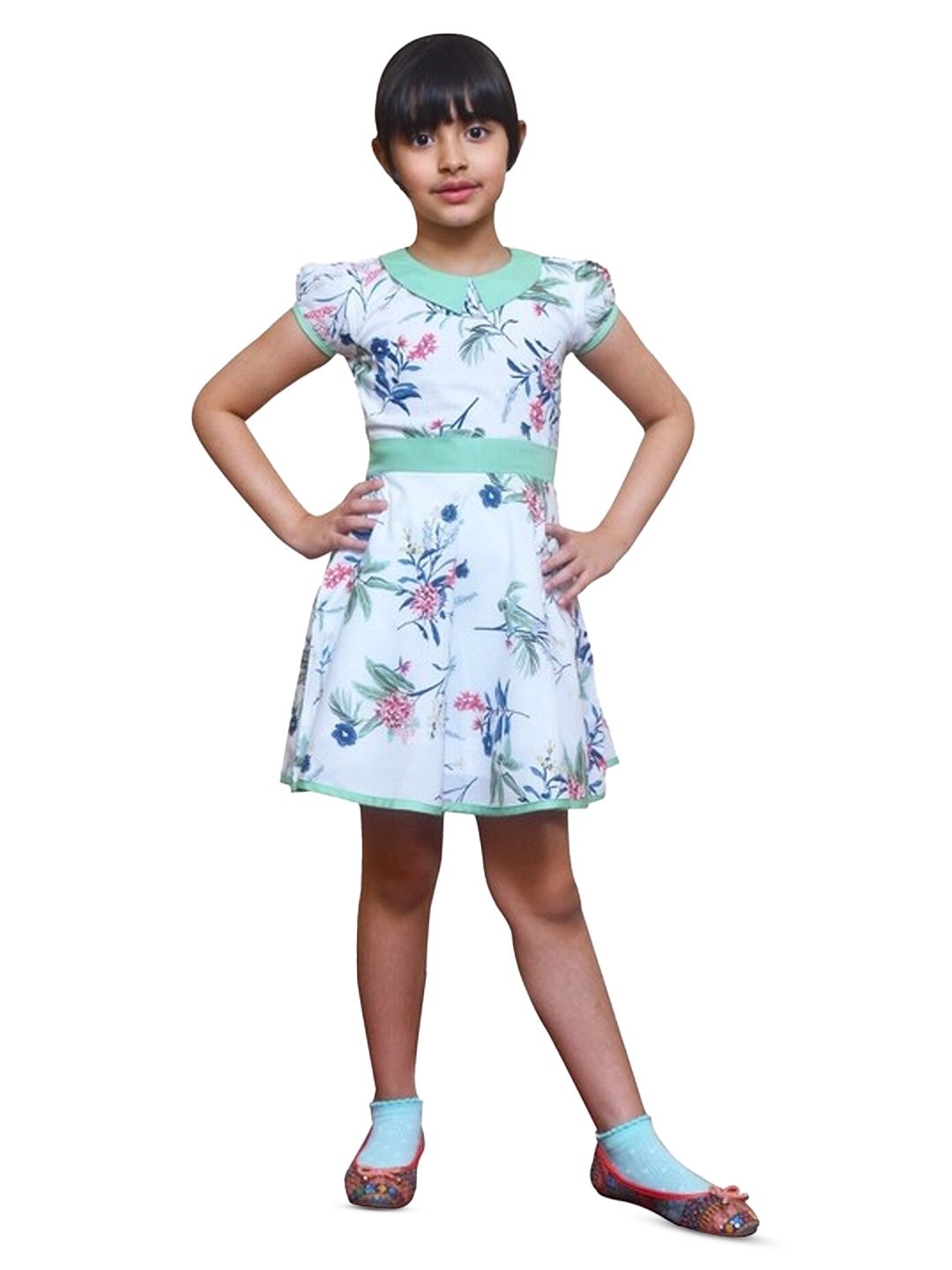 BAESD Girls Floral Print Cotton Round Neck Puff Sleeve Fit & Flare Dress With Belt, White
BAESD Girls Floral Print Cotton Round Neck Puff Sleeve Fit & Flare Dress With Belt, White