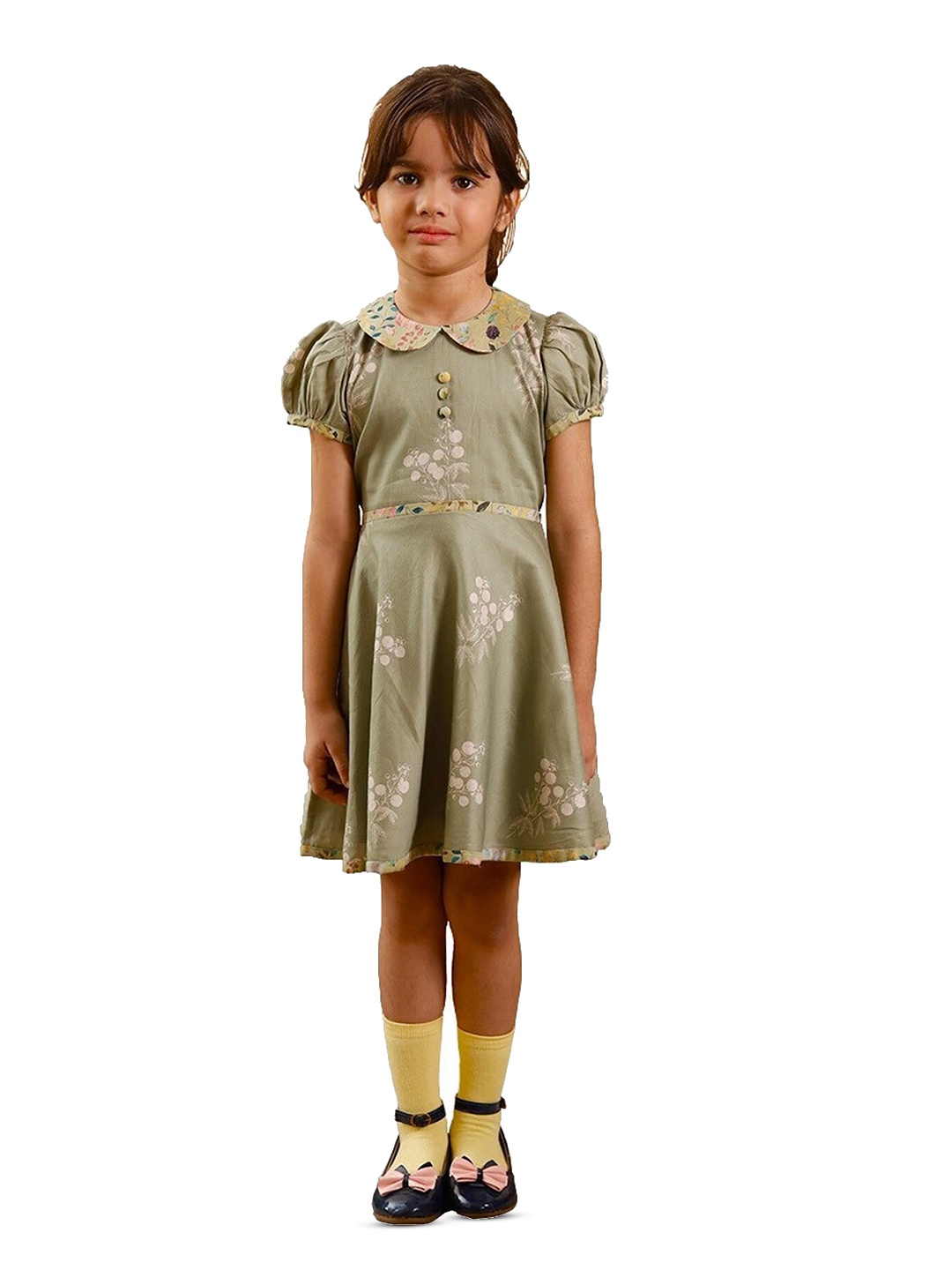 BAESD Girls Floral Printed Peter Pan Collar Puff Sleeve Cotton Fit & Flare Dress, Green
BAESD Girls Floral Printed Peter Pan Collar Puff Sleeve Cotton Fit & Flare Dress, Green