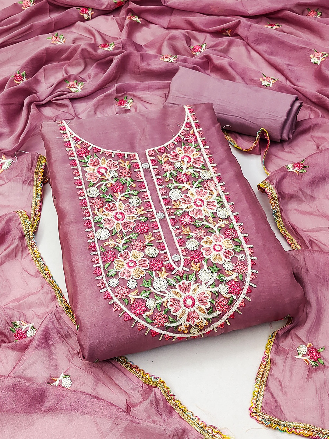 MANVAA Ethnic Motifs Embroidered Thread Work Organza Unstitched Dress Material, Purple
MANVAA Ethnic Motifs Embroidered Thread Work Organza Unstitched Dress Material, Purple