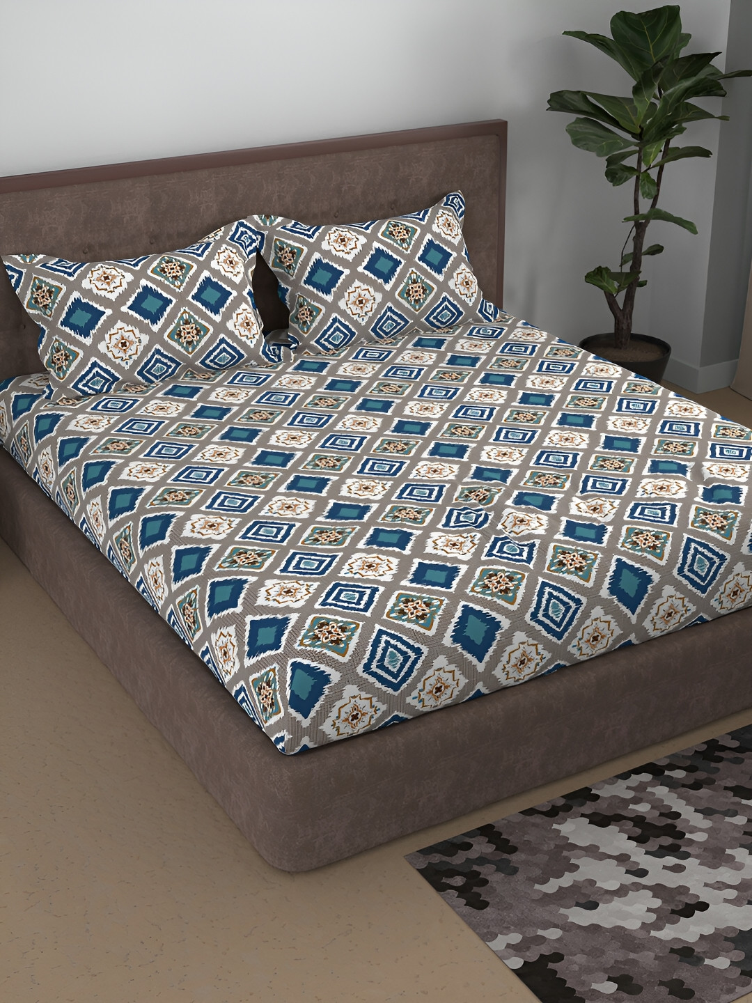 Aura Blue & White Ethnic Motifs Printed Cotton 180 TC Queen Bedsheet With 2 Pillow Covers
Aura Blue & White Ethnic Motifs Printed Cotton 180 TC Queen Bedsheet With 2 Pillow Covers