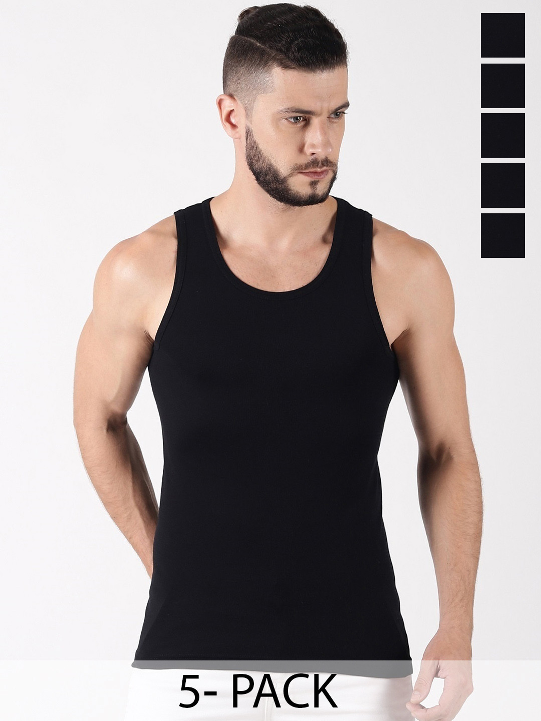 Force NXT Pack Of 5 Cotton Innerwear Vests, Black
Force NXT Pack Of 5 Cotton Innerwear Vests, Black