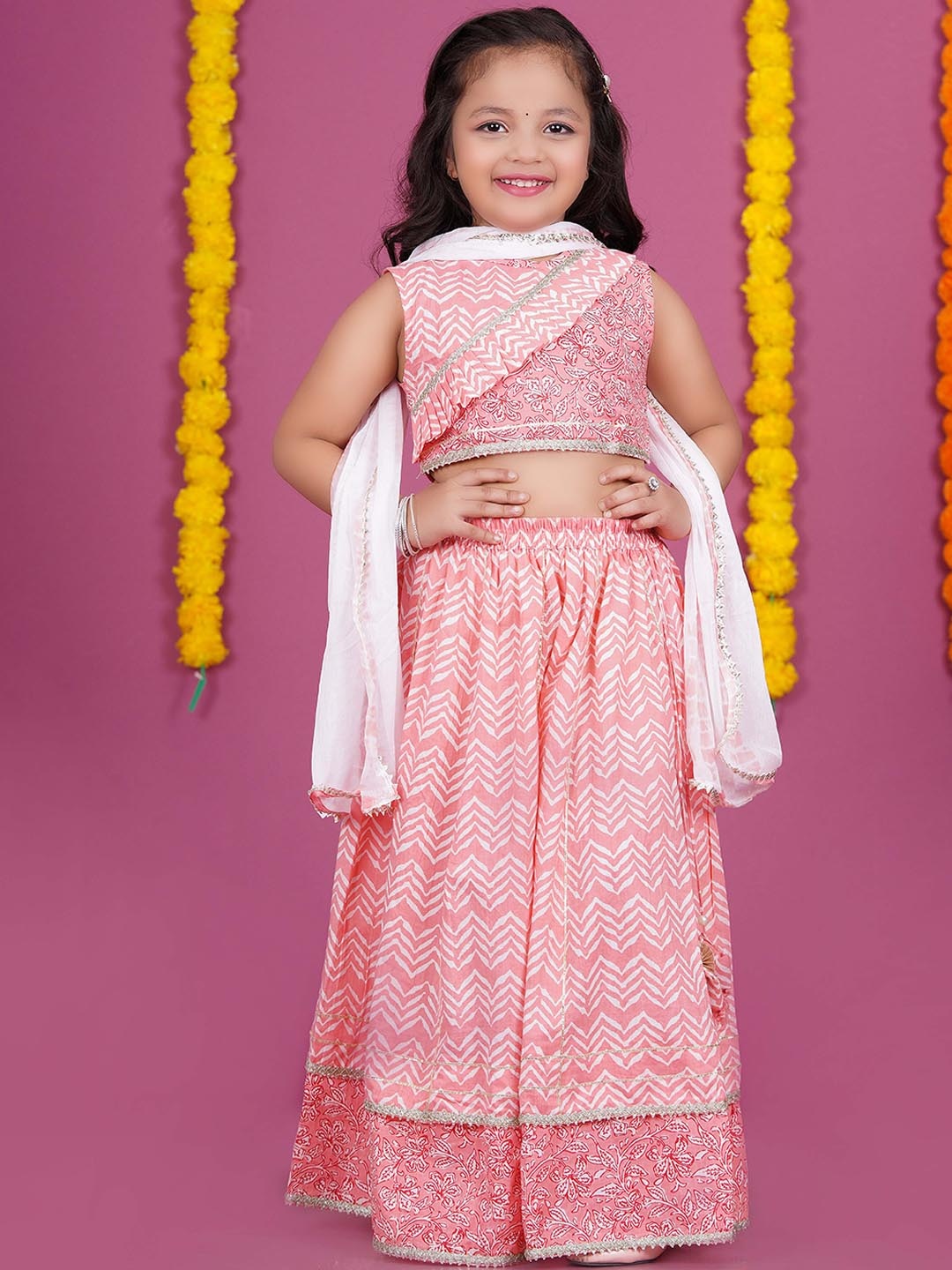 Stuffie Land Girls Cotton Printed Gotta Patti Ready to Wear Lehenga & Blouse With Dupatta, Pink
Stuffie Land Girls Cotton Printed Gotta Patti Ready to Wear Lehenga & Blouse With Dupatta, Pink