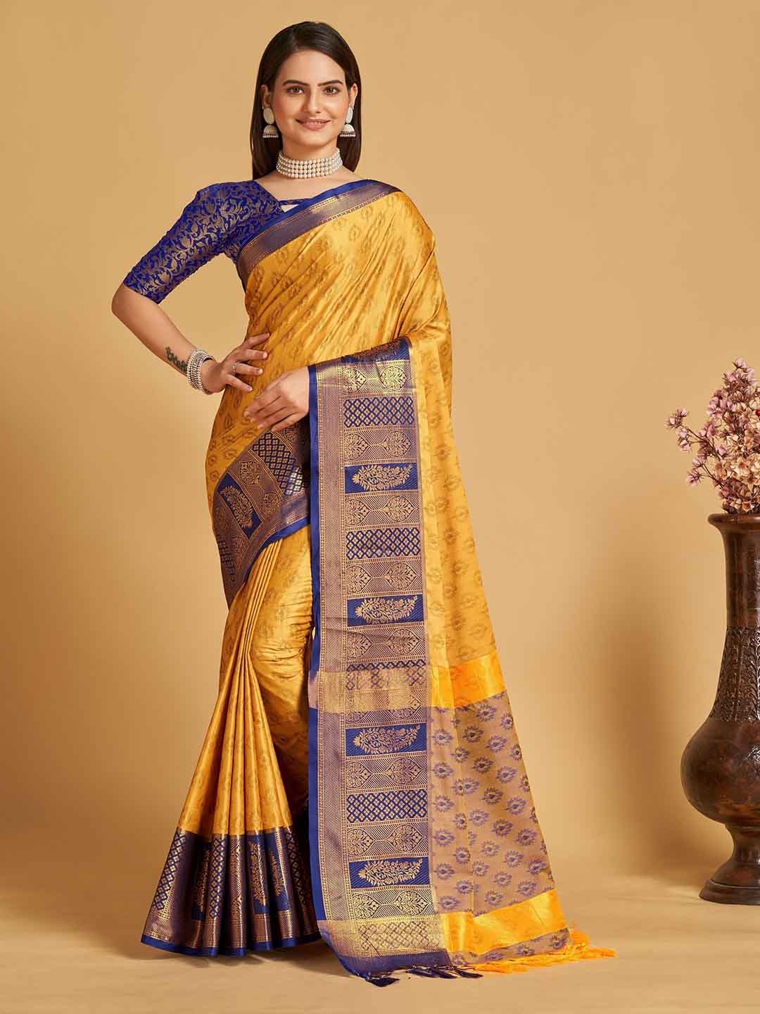 VEDANT VASTRAM Ethnic Motifs Woven Design Zari Silk Blend Banarasi Saree, Mustard
VEDANT VASTRAM Ethnic Motifs Woven Design Zari Silk Blend Banarasi Saree, Mustard