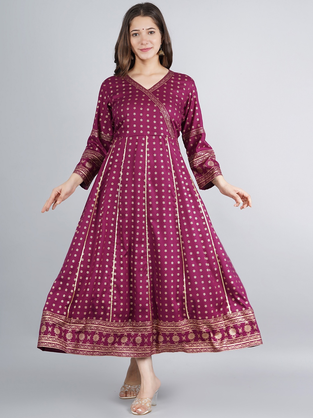 ANJAYA Women Ethnic Motifs Printed Flared Sleeves Gotta Patti Anarkali Kurta, Purple
ANJAYA Women Ethnic Motifs Printed Flared Sleeves Gotta Patti Anarkali Kurta, Purple