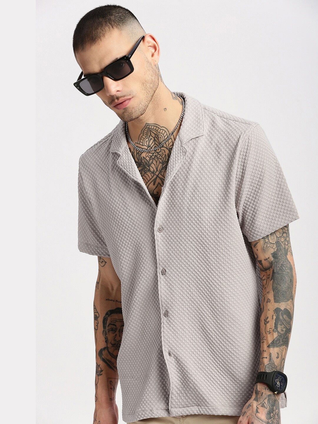 SHOWOFF Premium Relaxed Fit Self Design Textured Cuban Collar Seersucker Casual Shirt, Beige
SHOWOFF Premium Relaxed Fit Self Design Textured Cuban Collar Seersucker Casual Shirt, Beige