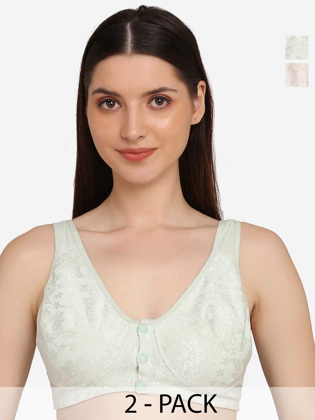 MAMMA PRESTO Pack Of 2 Self Design Front Open Anti Microbial Cotton Maternity Bras, White
MAMMA PRESTO Pack Of 2 Self Design Front Open Anti Microbial Cotton Maternity Bras, White