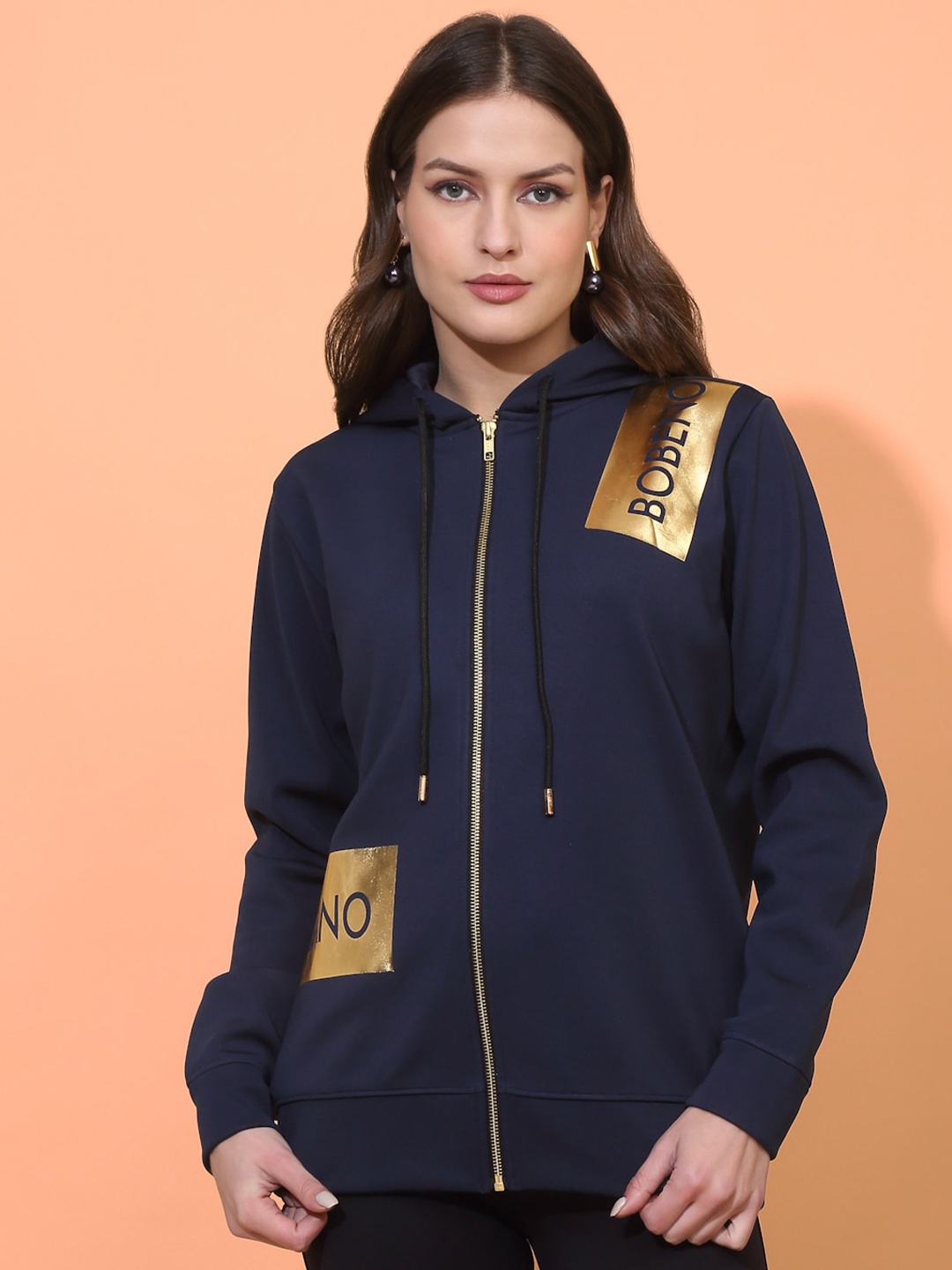 Bobeno Milano Typography Printed Hooded Long Sleeves Front-Open Sweatshirt, Navy blue
Bobeno Milano Typography Printed Hooded Long Sleeves Front-Open Sweatshirt, Navy blue