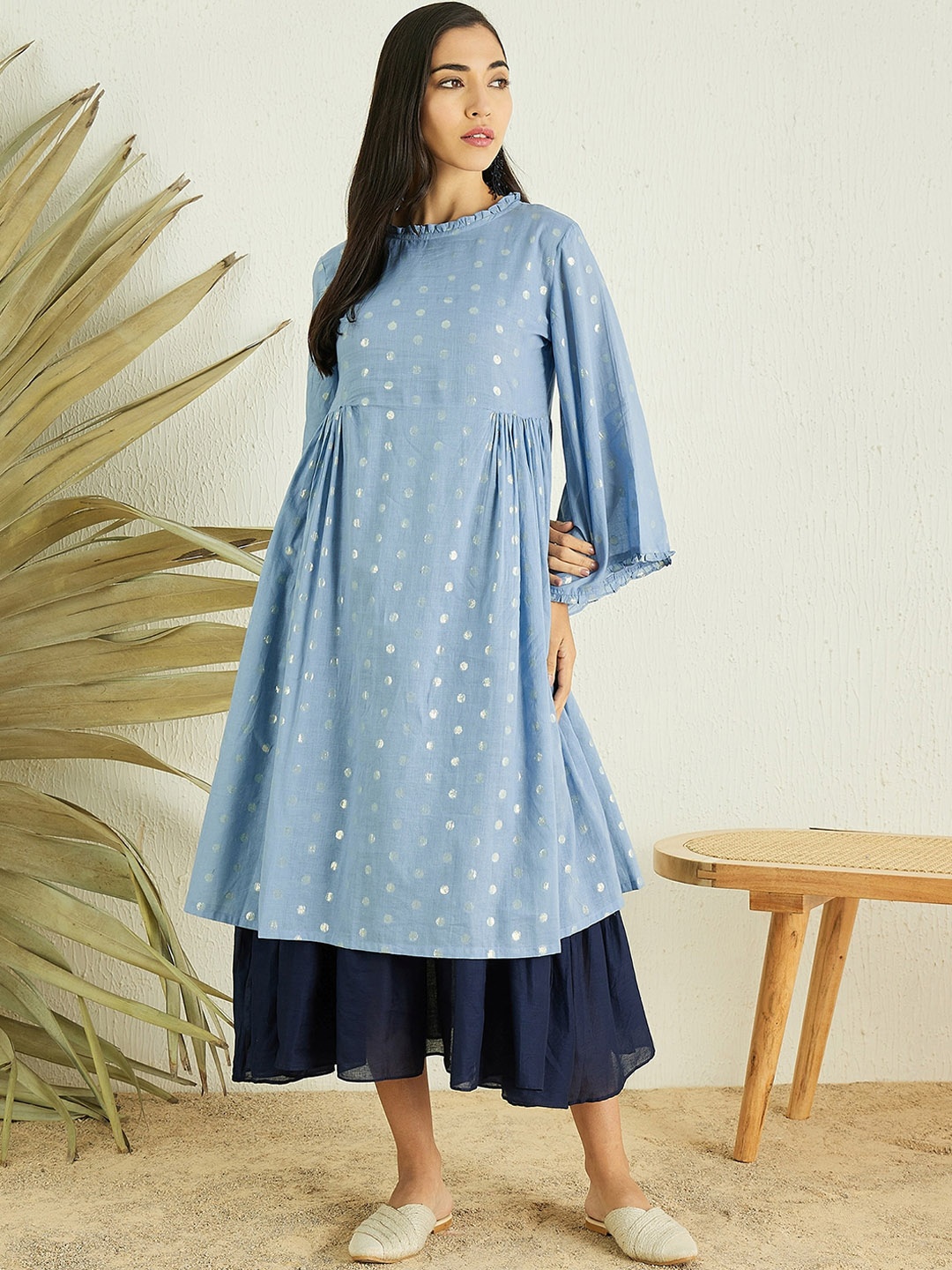 MASSTANI BY INDDUS Polka Dots Woven Design Cotton Fit and Flare Midi Ethnic Dress, Blue
MASSTANI BY INDDUS Polka Dots Woven Design Cotton Fit and Flare Midi Ethnic Dress, Blue