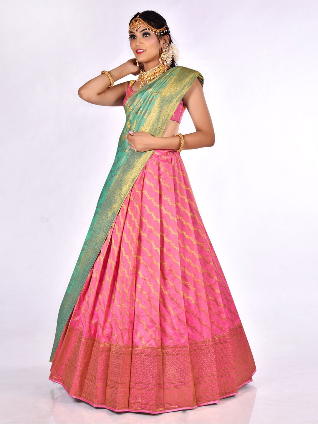 HALFSAREE STUDIO Woven Design Semi-Stitched Lehenga & Unstitched Blouse With Dupatta, Pink
HALFSAREE STUDIO Woven Design Semi-Stitched Lehenga & Unstitched Blouse With Dupatta, Pink