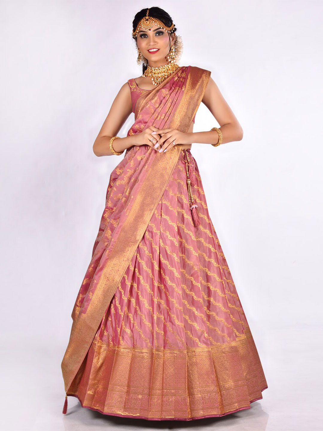 HALFSAREE STUDIO Woven Design Semi-Stitched Lehenga & Unstitched Blouse With Dupatta, Mauve
HALFSAREE STUDIO Woven Design Semi-Stitched Lehenga & Unstitched Blouse With Dupatta, Mauve