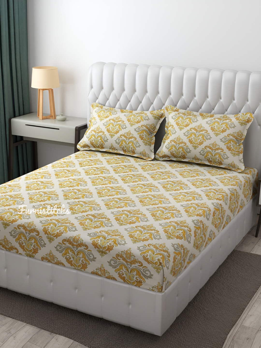 Furnistitchs Cream & Yellow Ethnic Motifs 300 TC King Fitted Bedsheet With 2 Pillow Covers
Furnistitchs Cream & Yellow Ethnic Motifs 300 TC King Fitted Bedsheet With 2 Pillow Covers