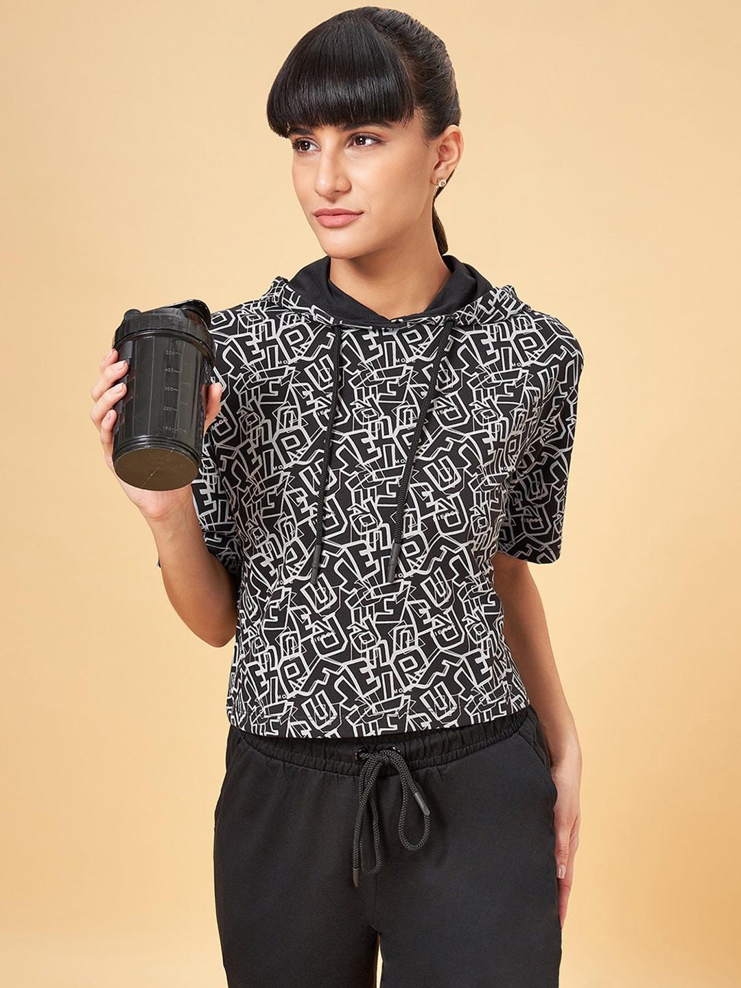 Ajile by Pantaloons Typography Printed Oversized Hooded Pure Cotton T-shirt, Black
Ajile by Pantaloons Typography Printed Oversized Hooded Pure Cotton T-shirt, Black