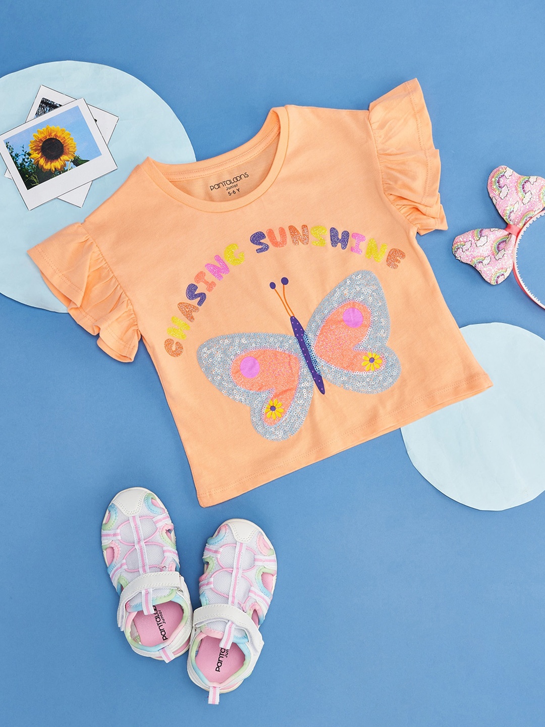 Pantaloons Junior Girls Conversational Printed Embellished Detail Pure Cotton T-shirt, Peach
Pantaloons Junior Girls Conversational Printed Embellished Detail Pure Cotton T-shirt, Peach