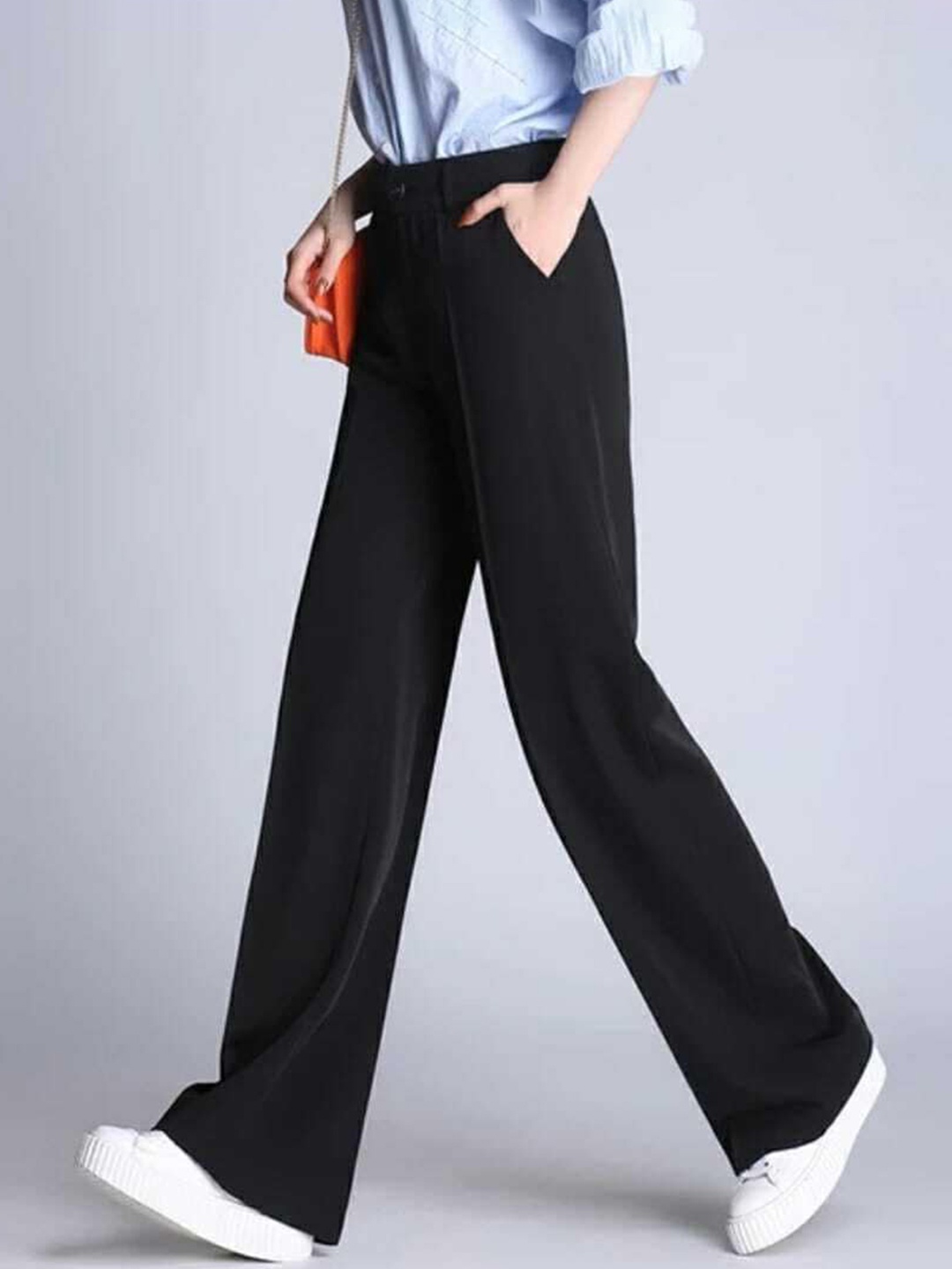 BROADSTAR Women Smart Straight Fit High-Rise Stretchable Easy Wash Parallel Trousers, Black
BROADSTAR Women Smart Straight Fit High-Rise Stretchable Easy Wash Parallel Trousers, Black
