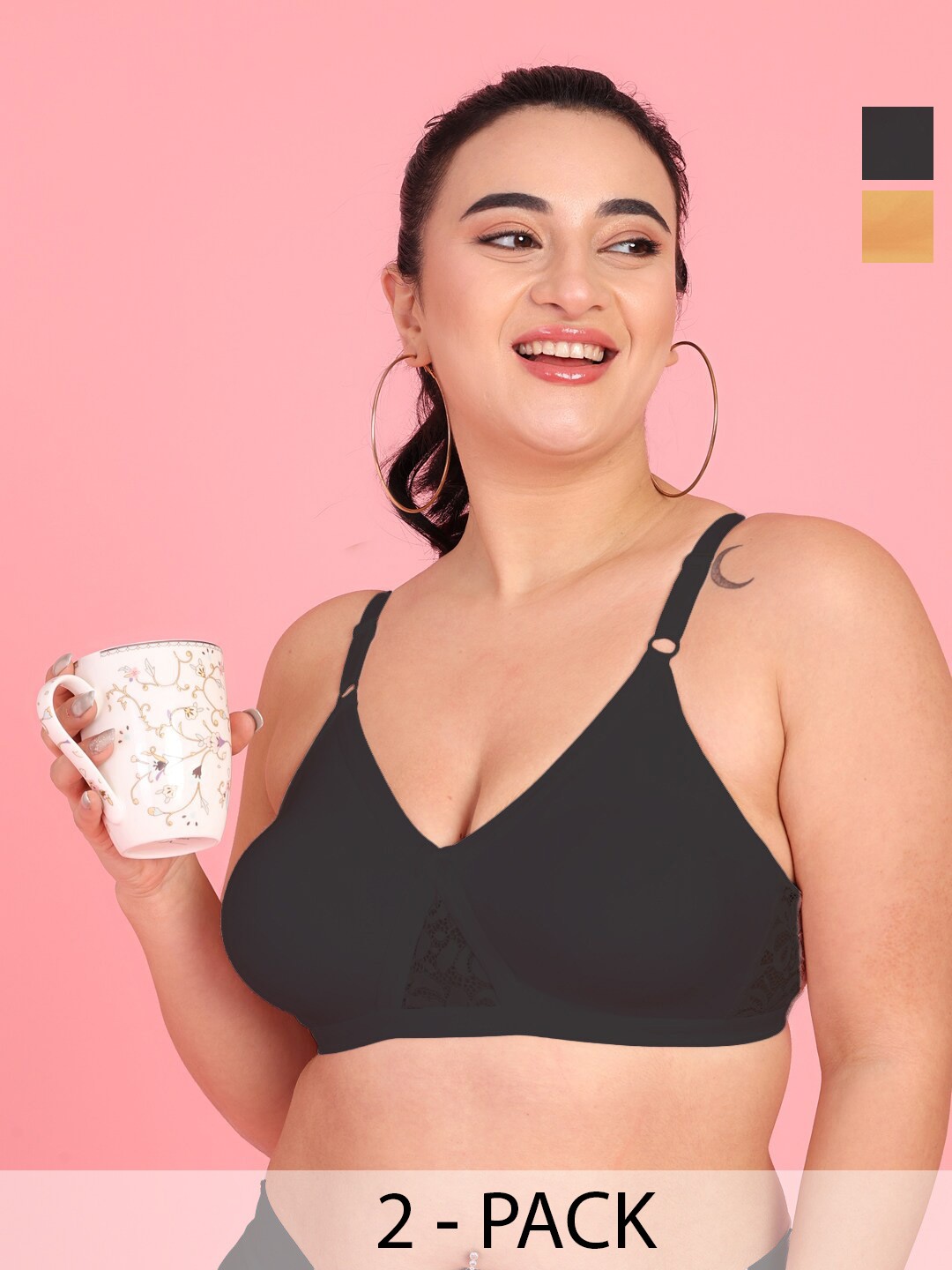 Curvy Love Pack Of 2 Full Coverage Non Padded Cotton Everyday Bras With All Day Comfort, Beige
Curvy Love Pack Of 2 Full Coverage Non Padded Cotton Everyday Bras With All Day Comfort, Beige