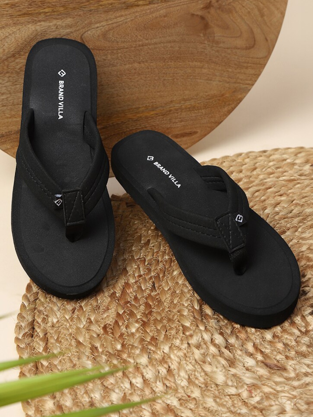 BRAND VILLA Women Lightweight Thong Flip-Flops, Charcoal
