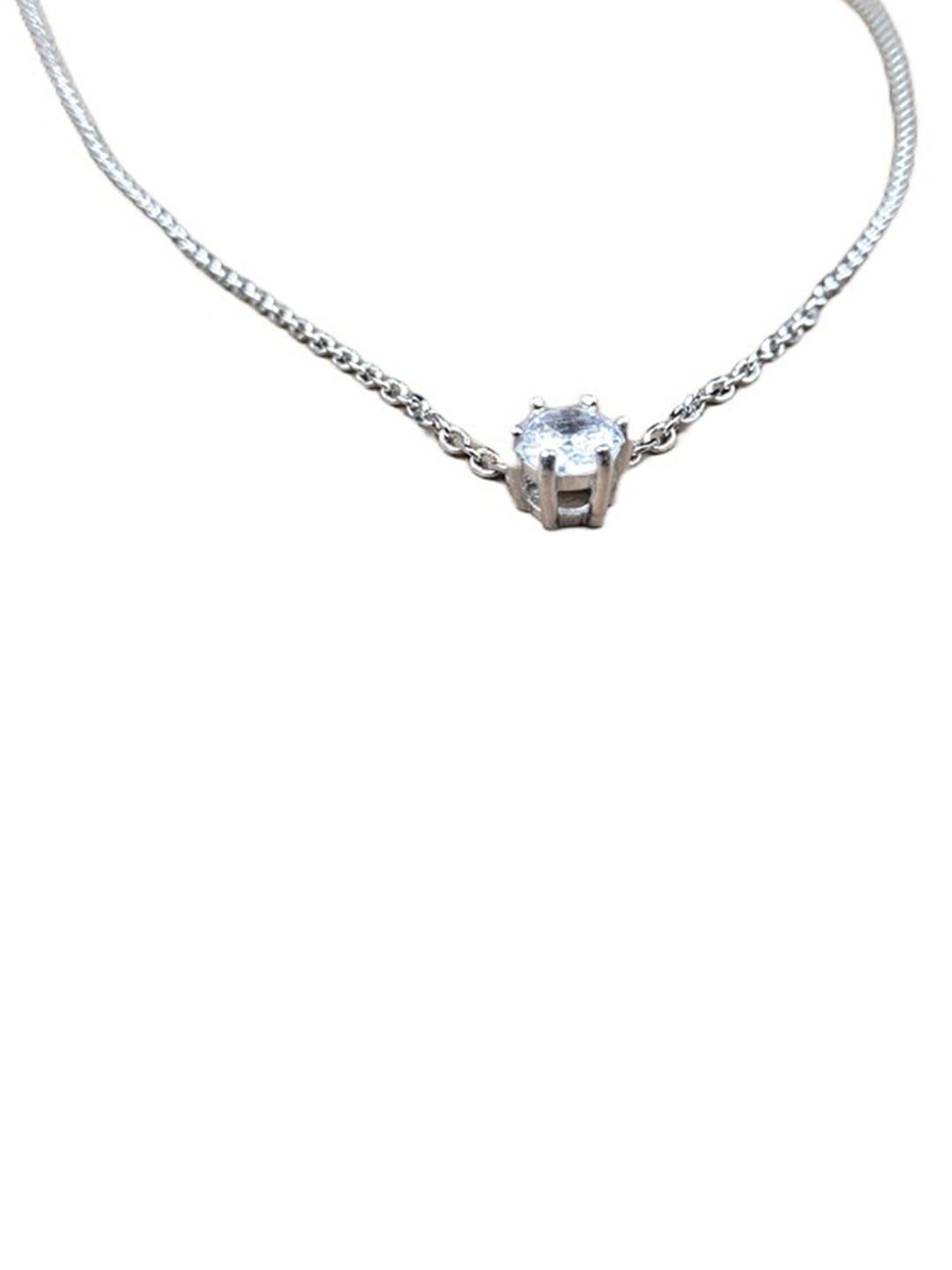 925 SILLER Rhodium-Plated Cubic Zirconia-Studded Contemporary Pendants with Chains, Silver
925 SILLER Rhodium-Plated Cubic Zirconia-Studded Contemporary Pendants with Chains, Silver